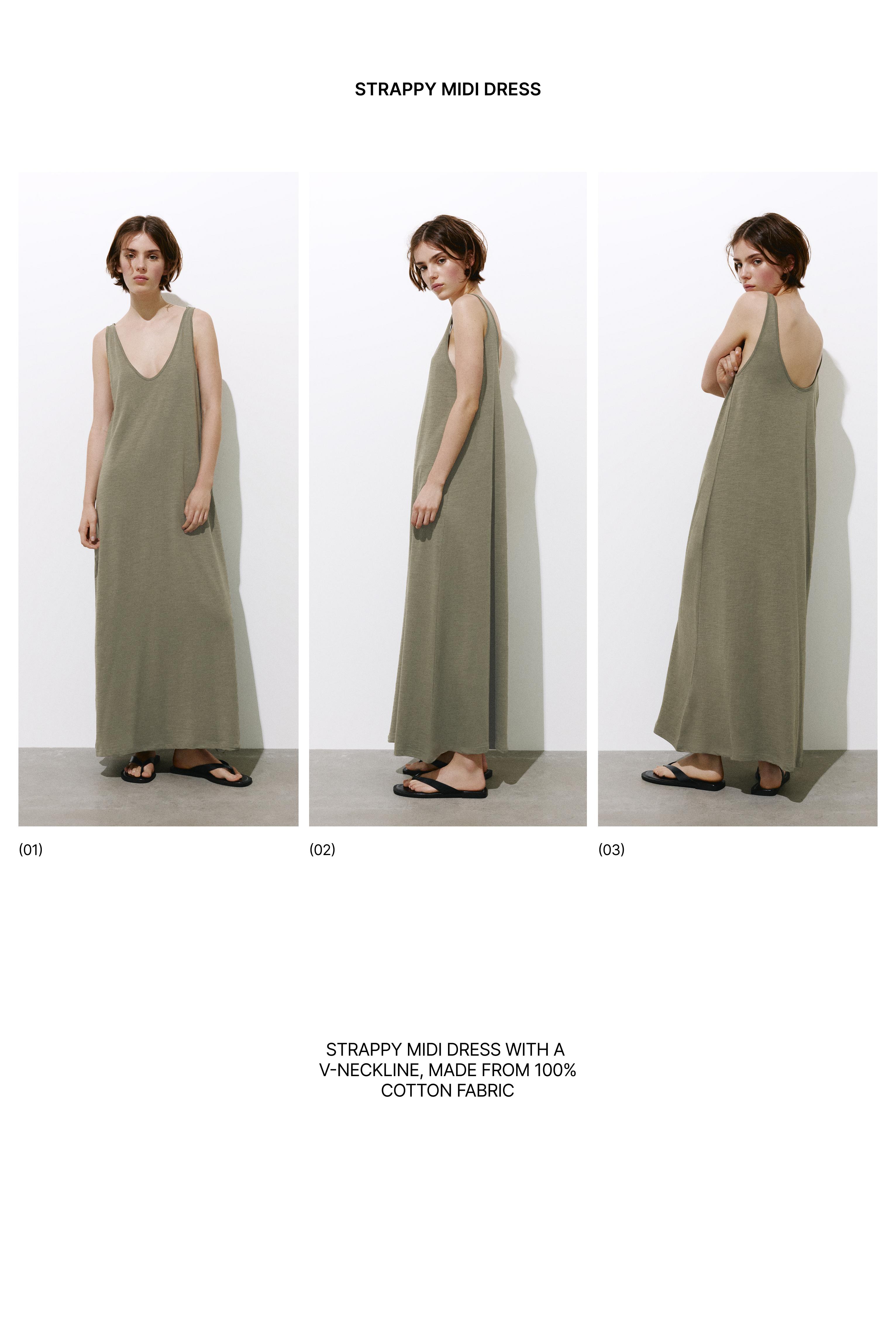 Strappy midi dress — Khaki