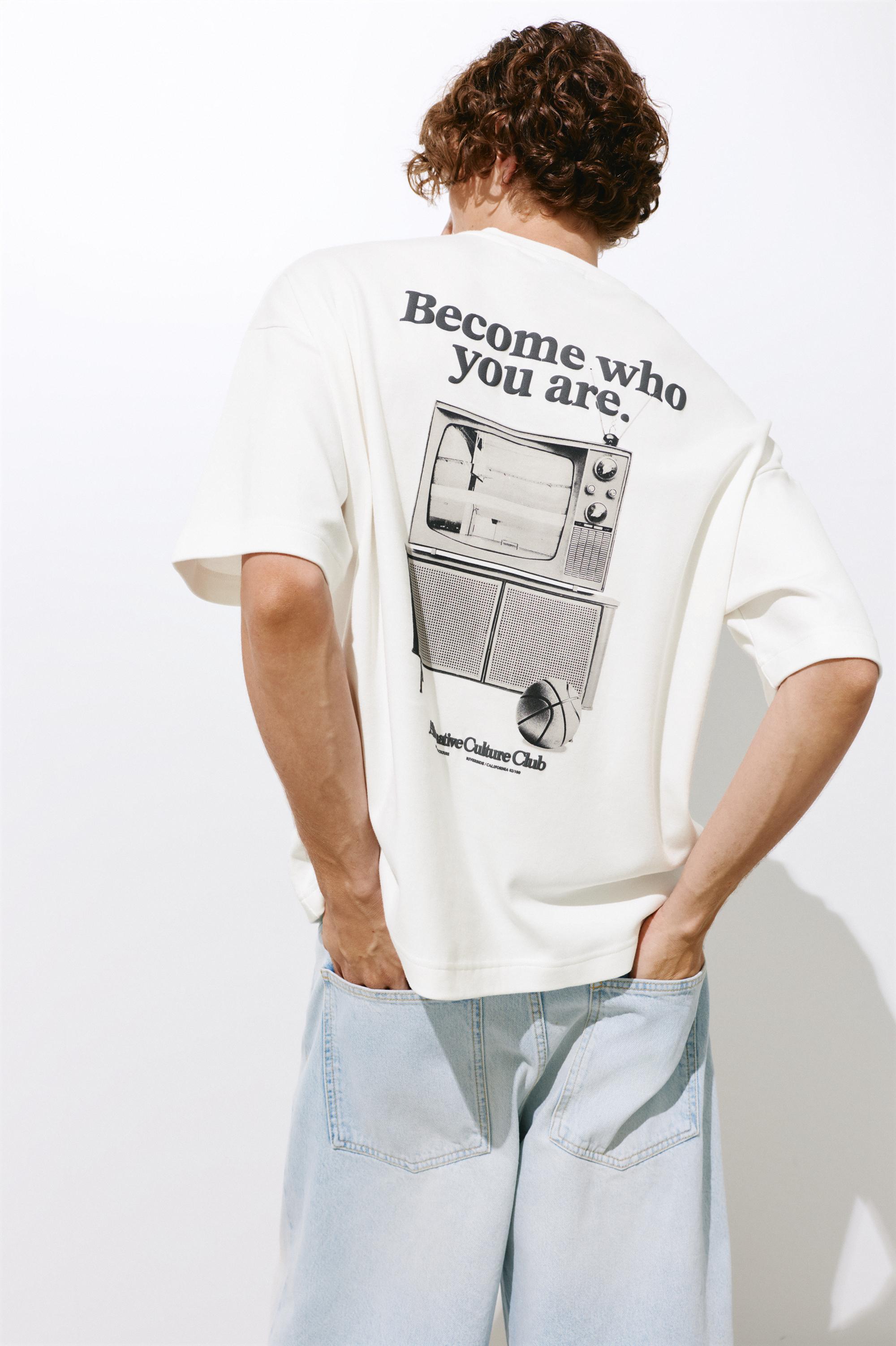 Short sleeve sweatshirt with graphic — Off white