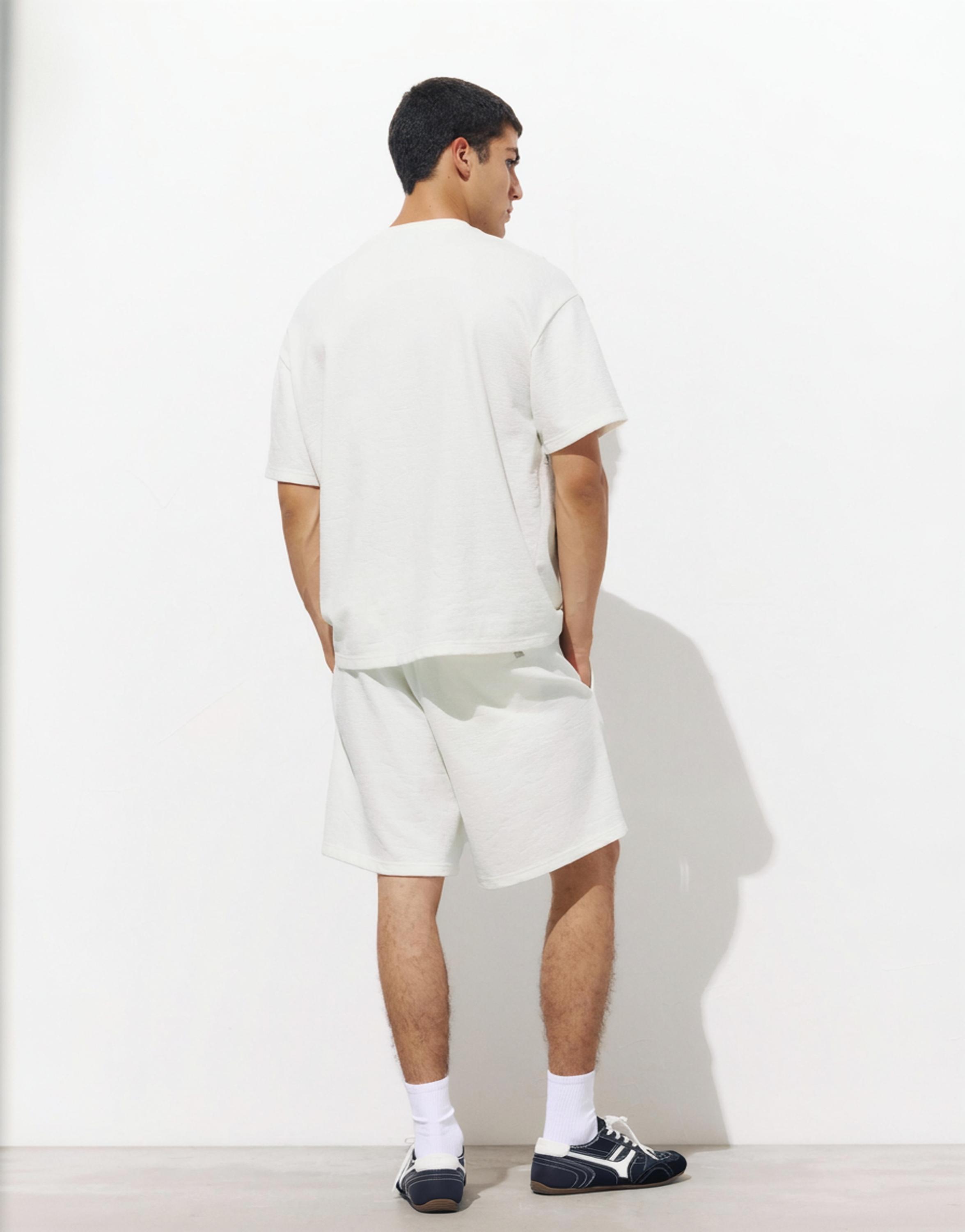 Kumaş dokulu jogger bermuda - Görsel 12
