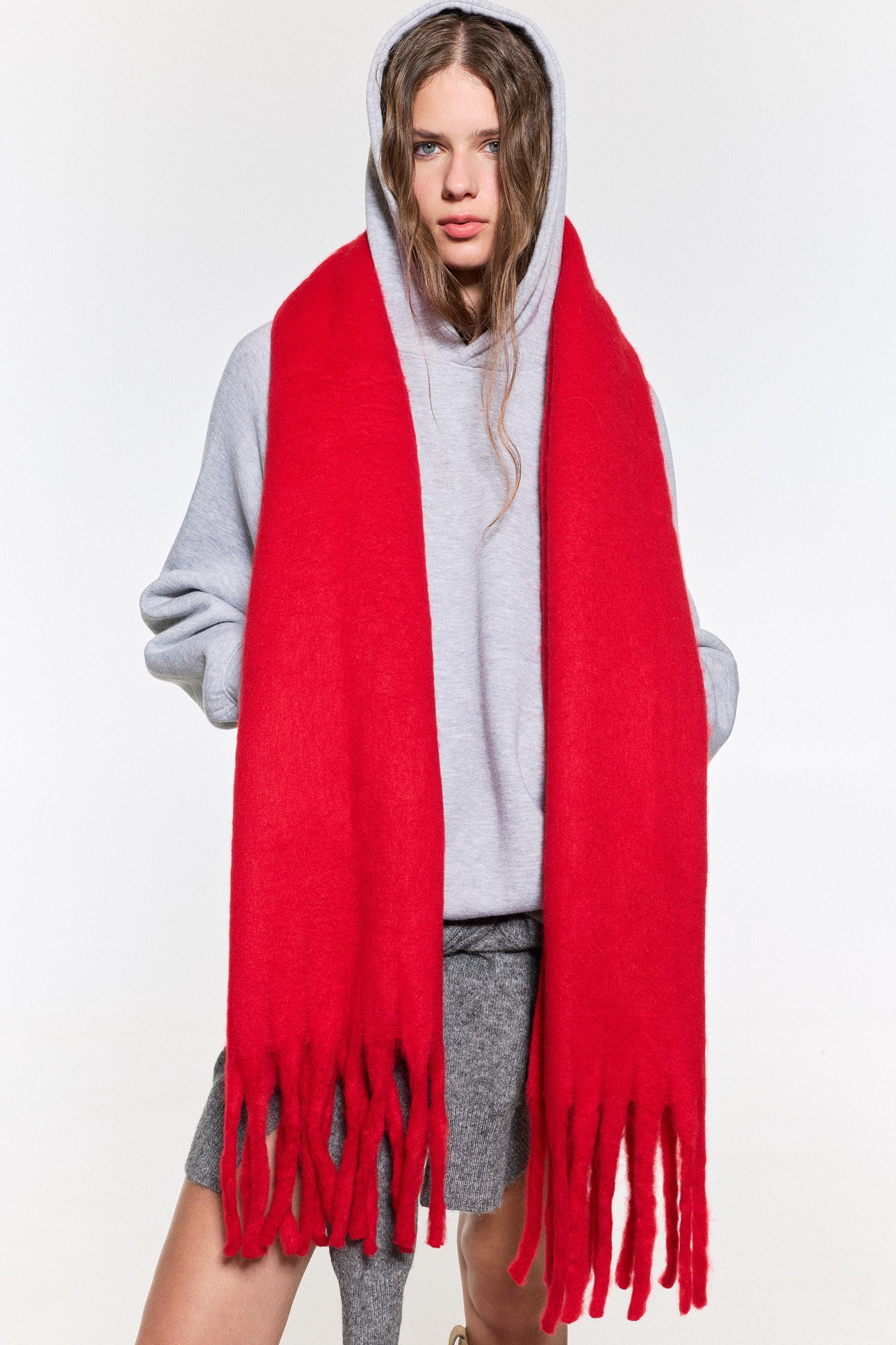 Maxi mohair-effect scarf — Red