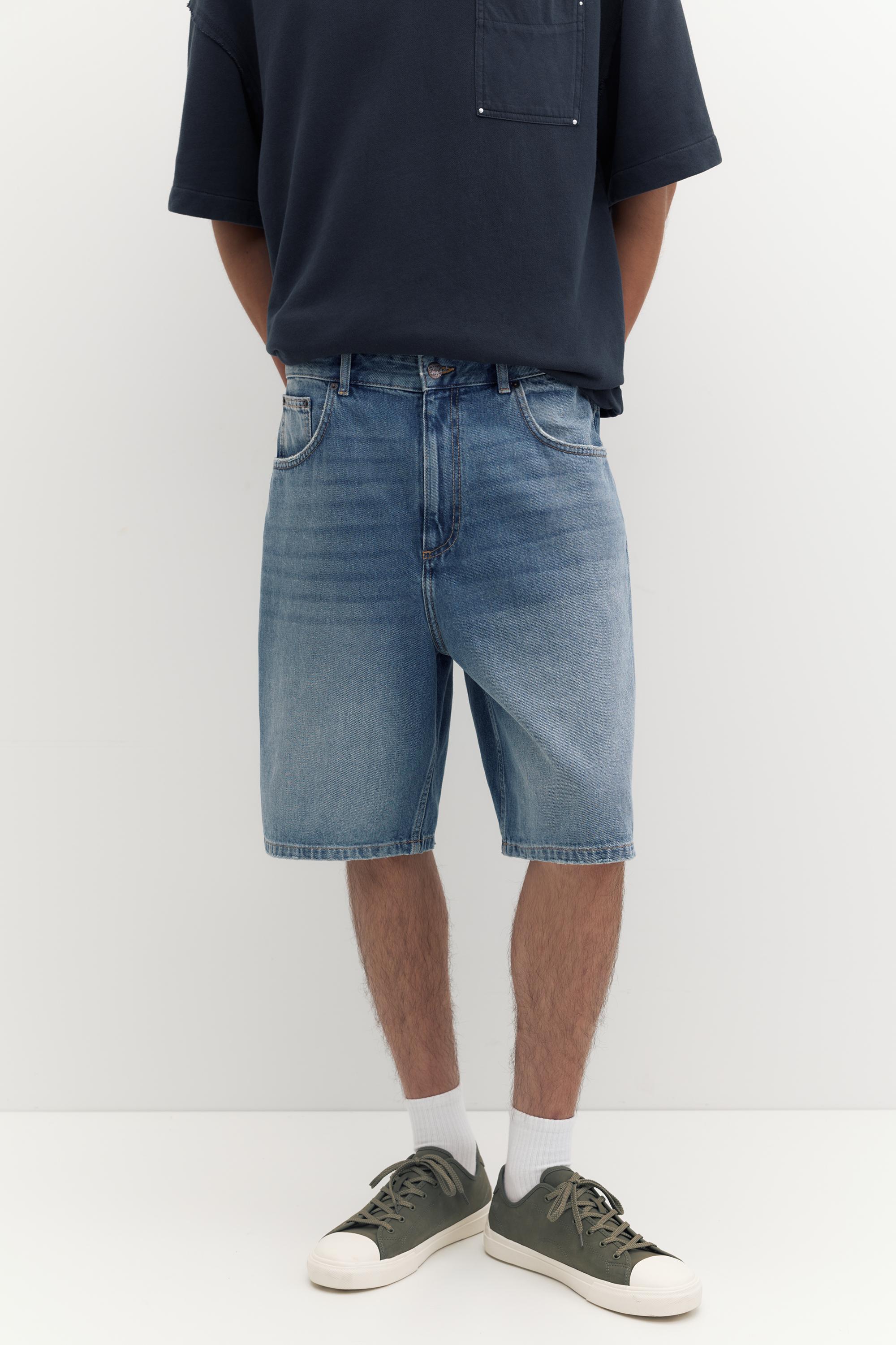 Baggy denim Bermuda shorts — Medium blue