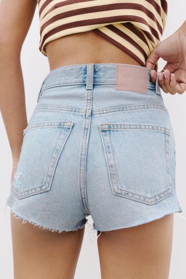 Mom fit ripped denim shorts — Pale blue 2