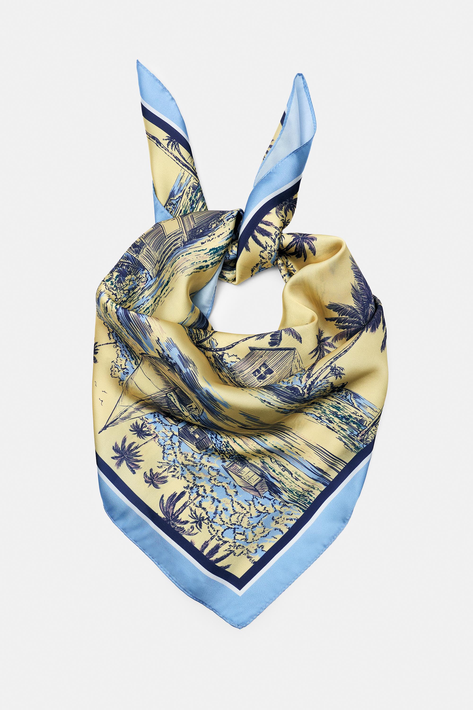 Foulard Satinato Stampa Spiaggia