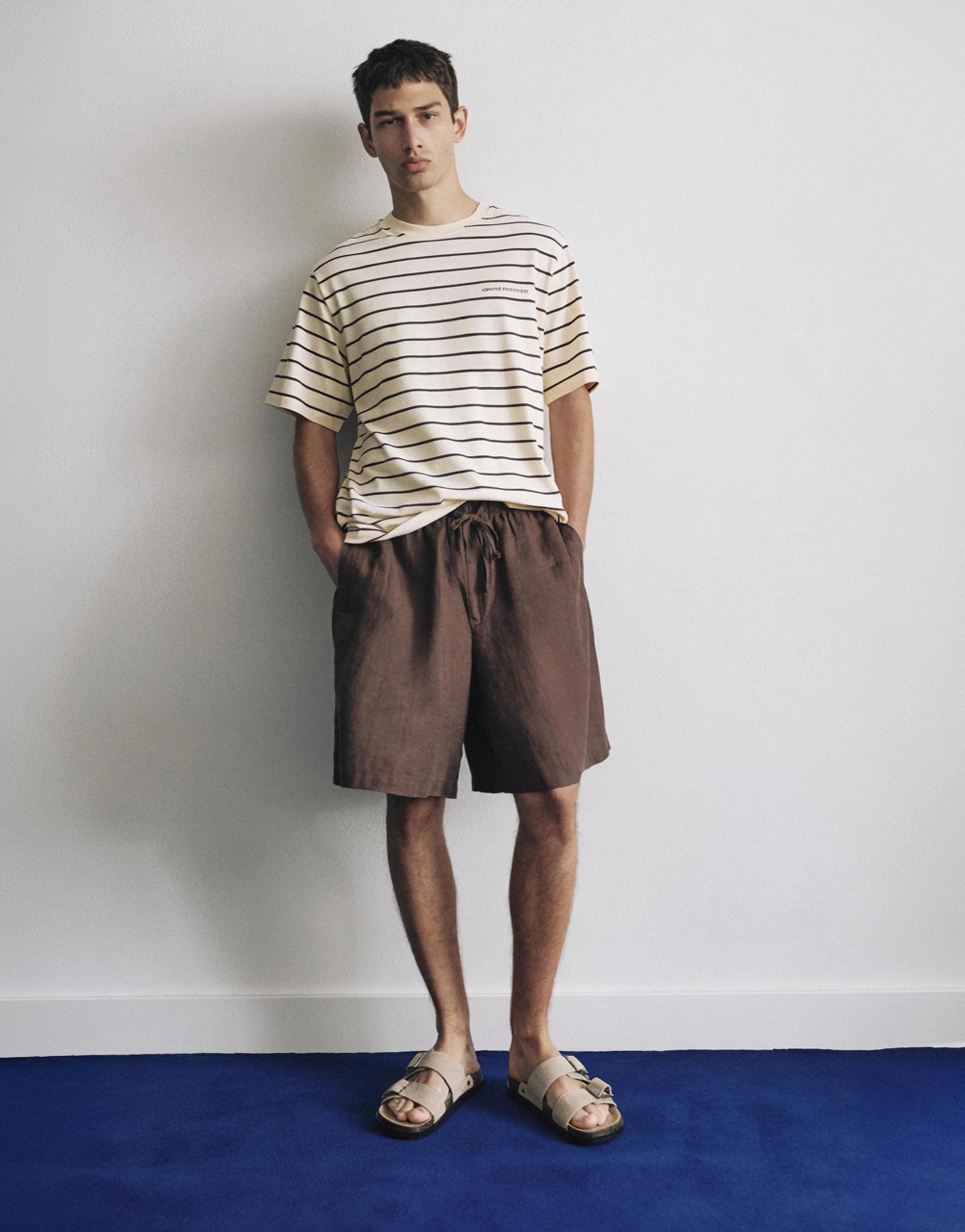 Striped slogan T-shirt — Yellow