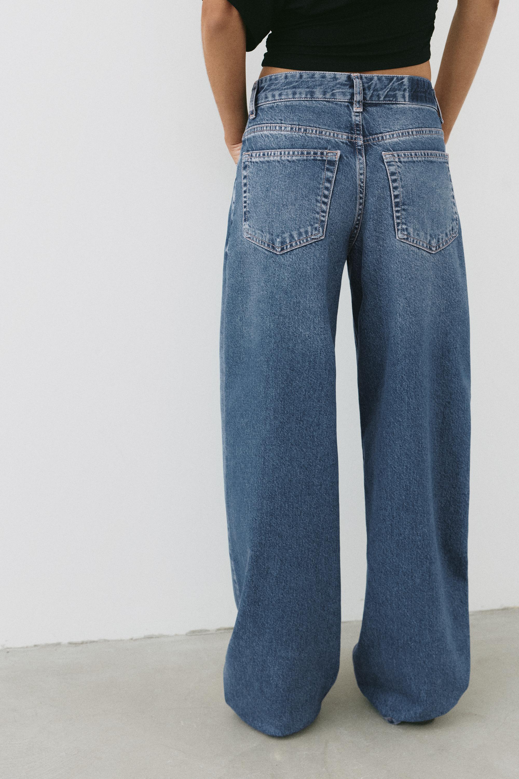 Relaxed fit baggy jeans with belt — Dark blue