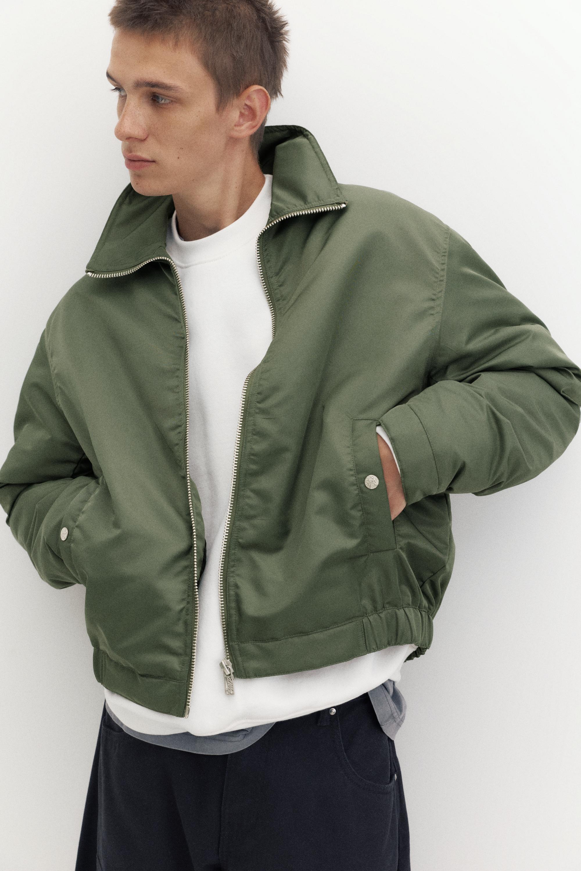 Shirt collar bomber jacket — Medium green