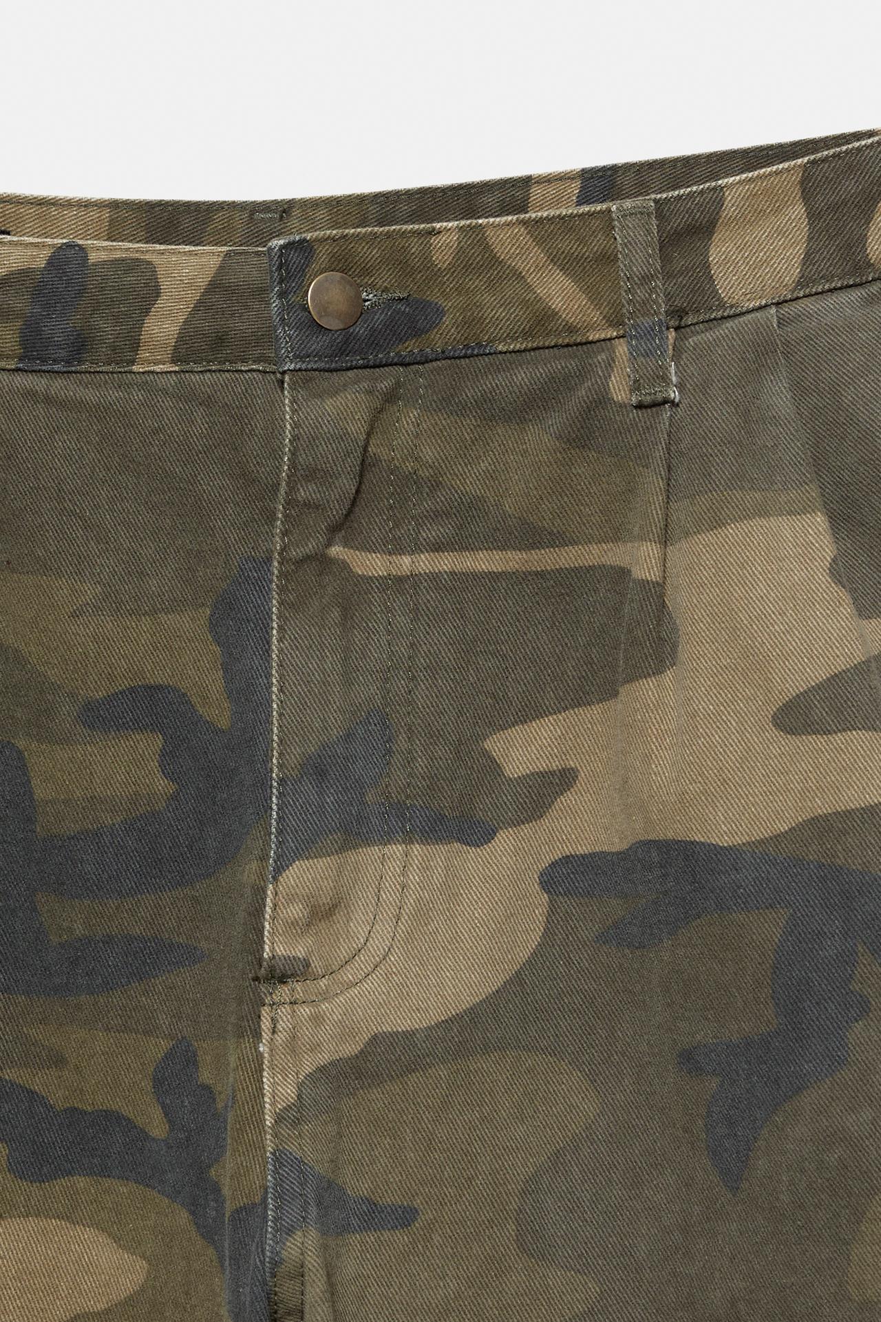 Printed baggy chino trousers — Hunting green