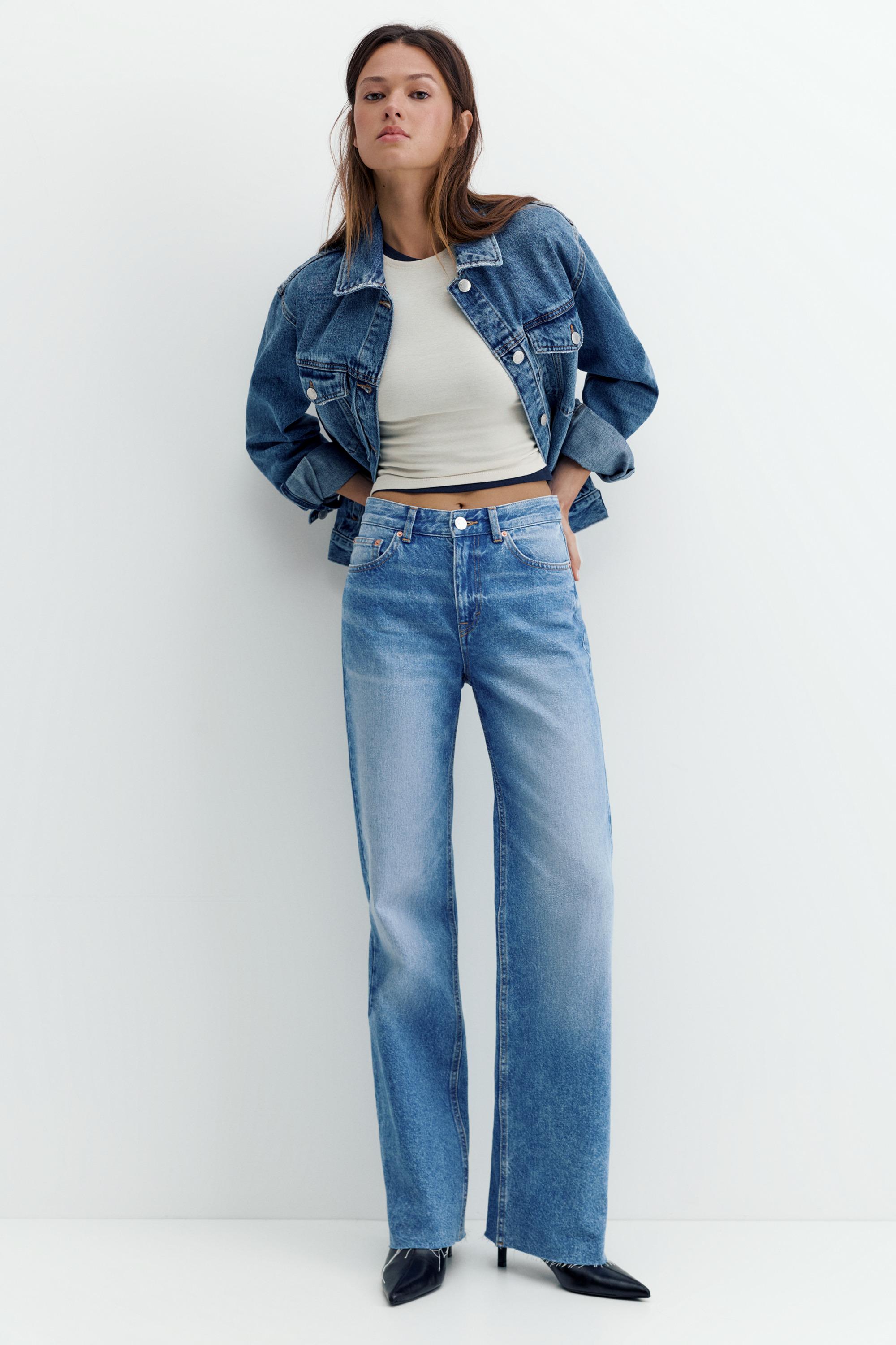 High-waist wide straight-leg jeans — Indigo