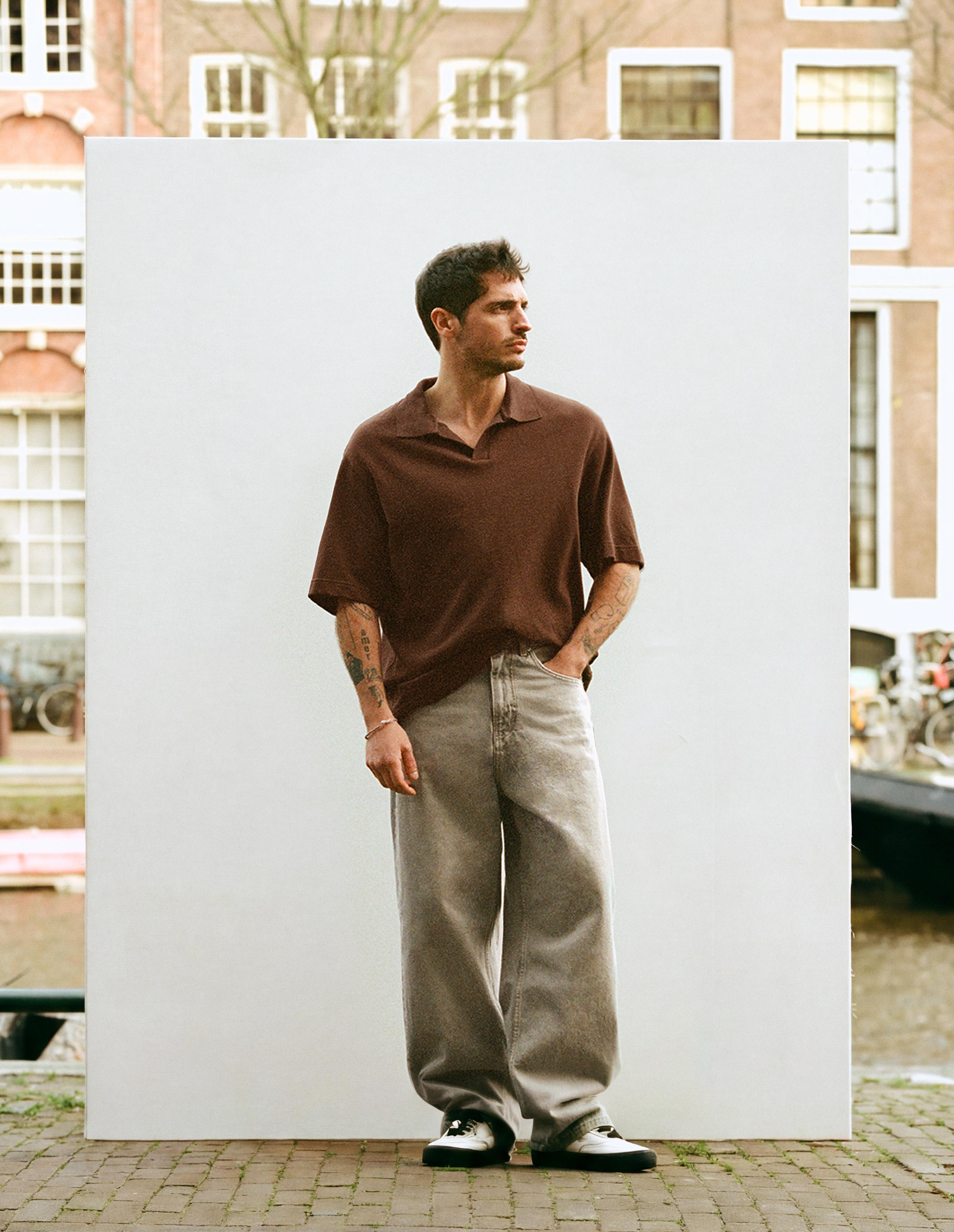 Dokulu kısa kollu polo - Görsel 10