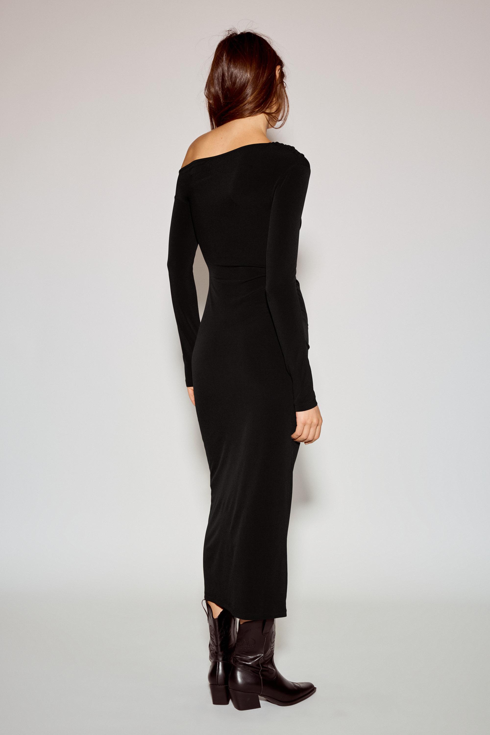 Bardot neckline midi dress — Black