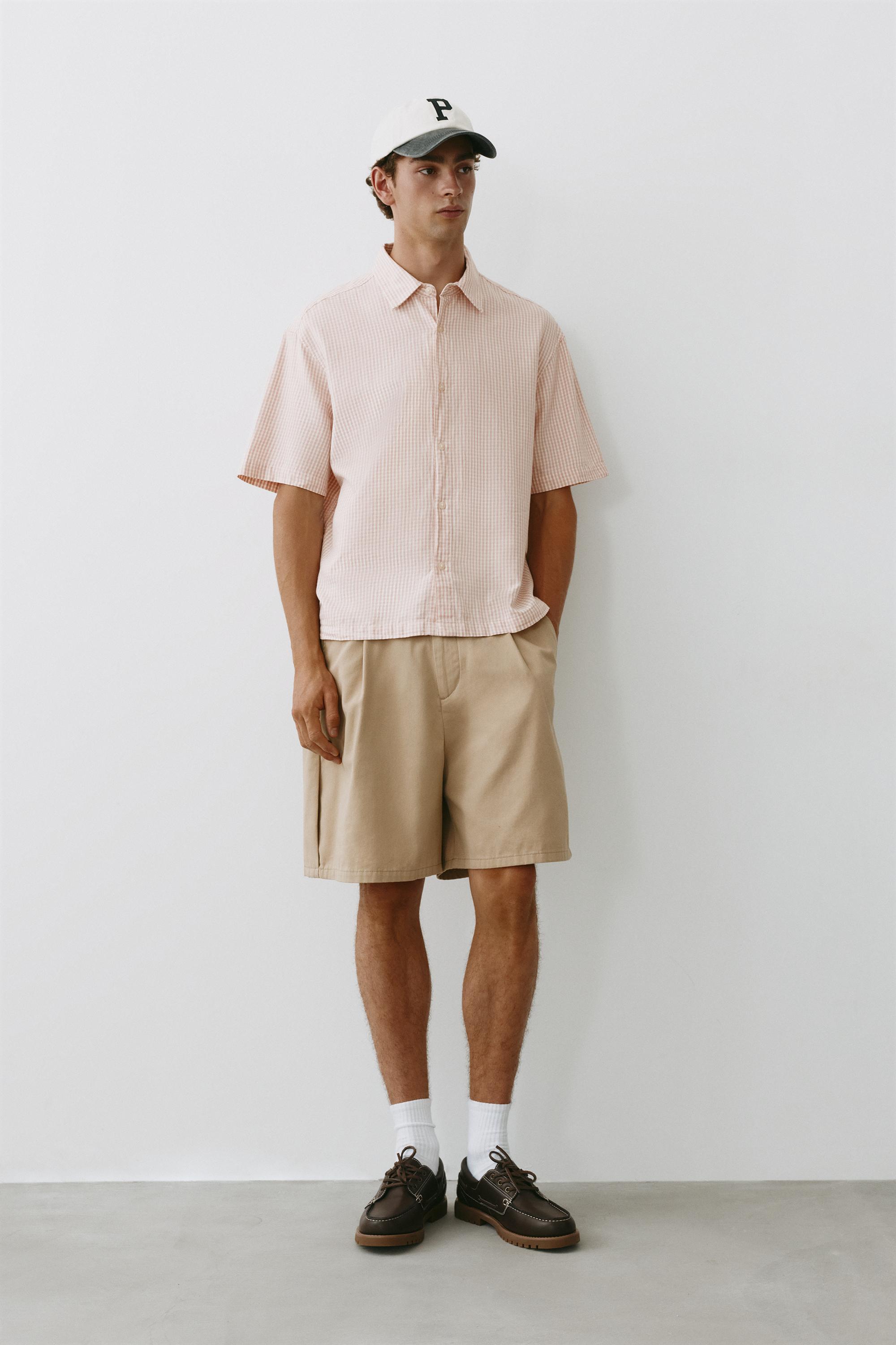 Short sleeve check shirt — Pink
