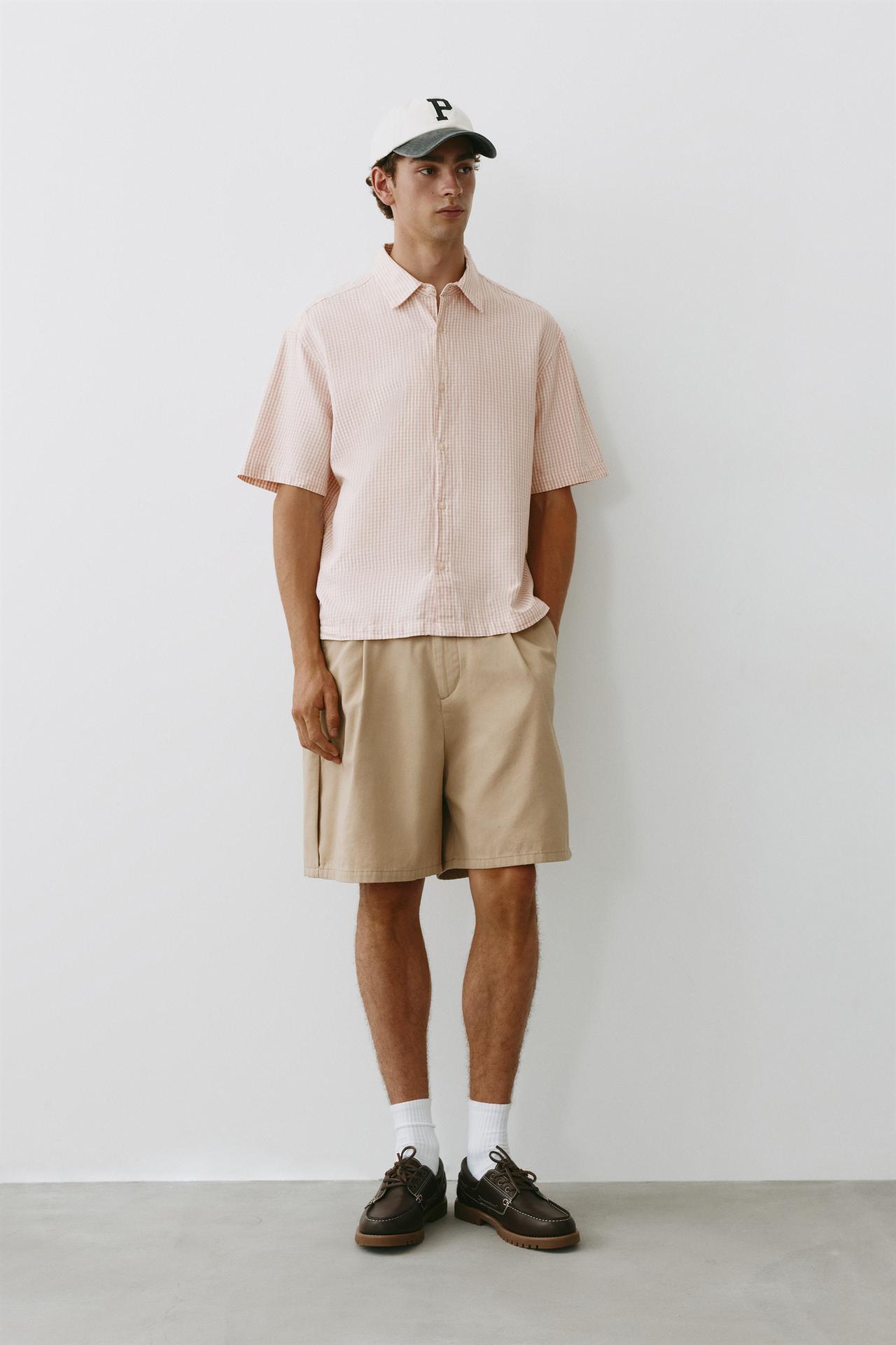 Short sleeve check shirt — Pink