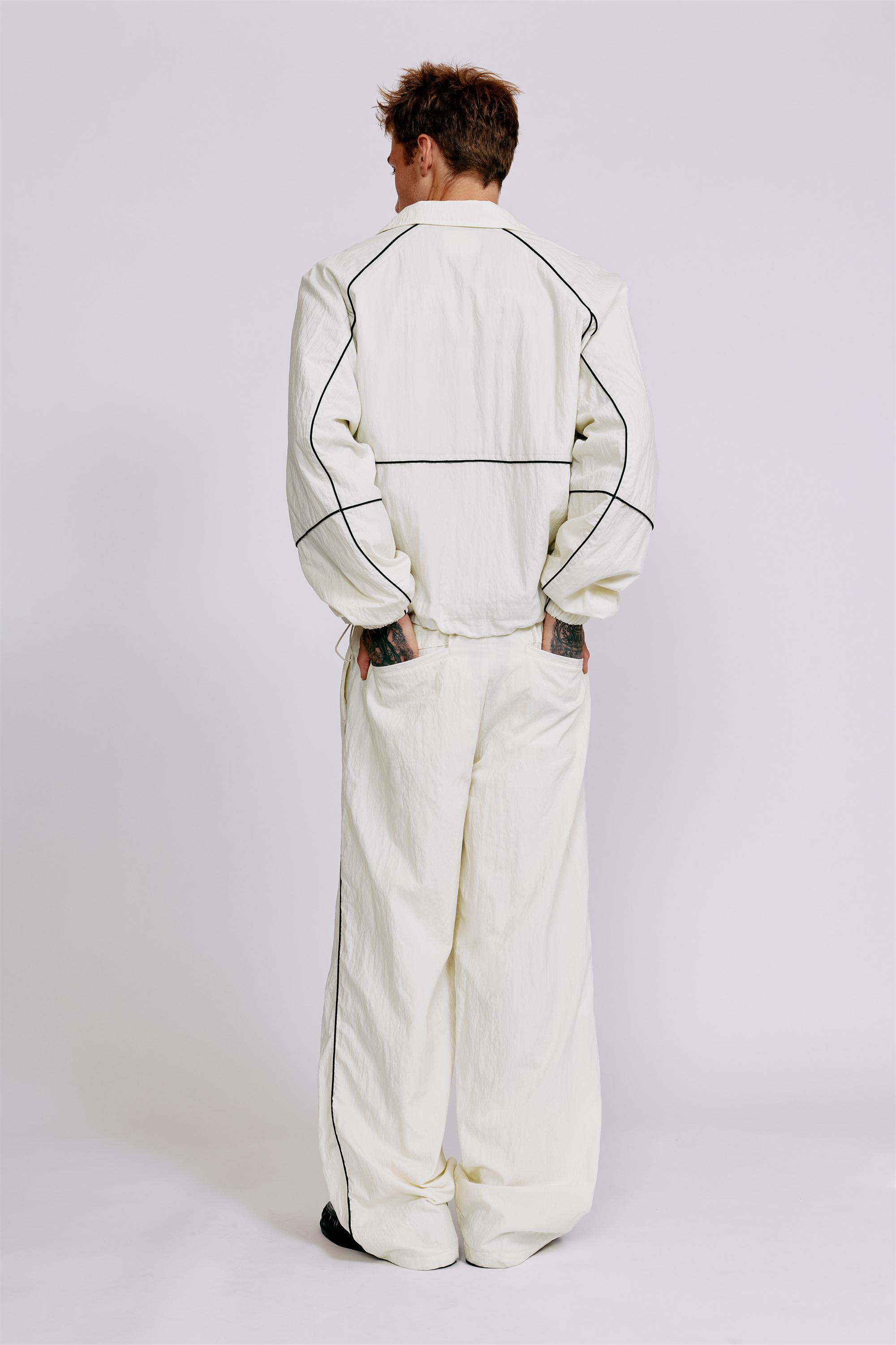 Lightweight contrast stitch joggers — Off white