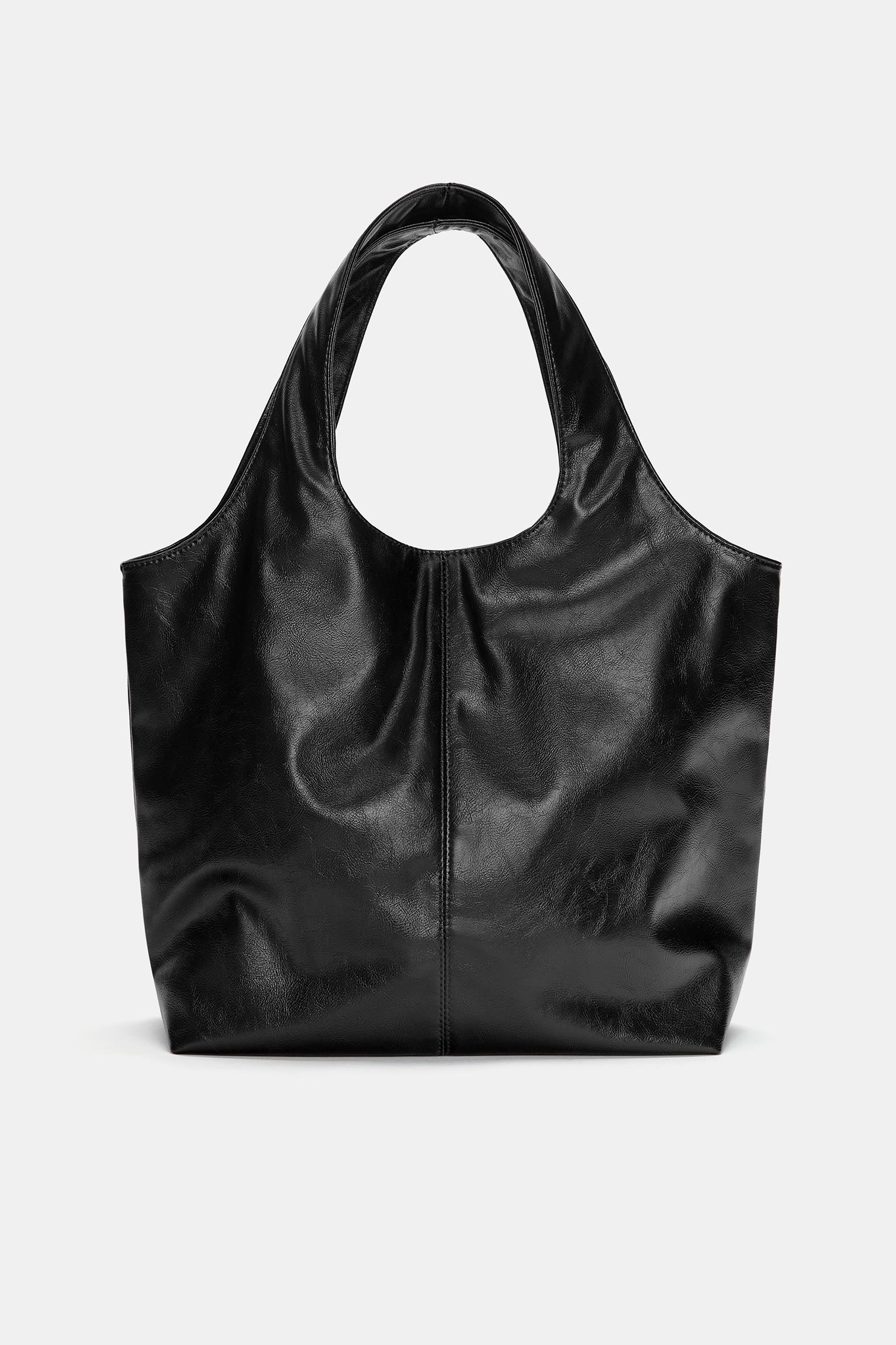 Faux leather shopper bag — Black