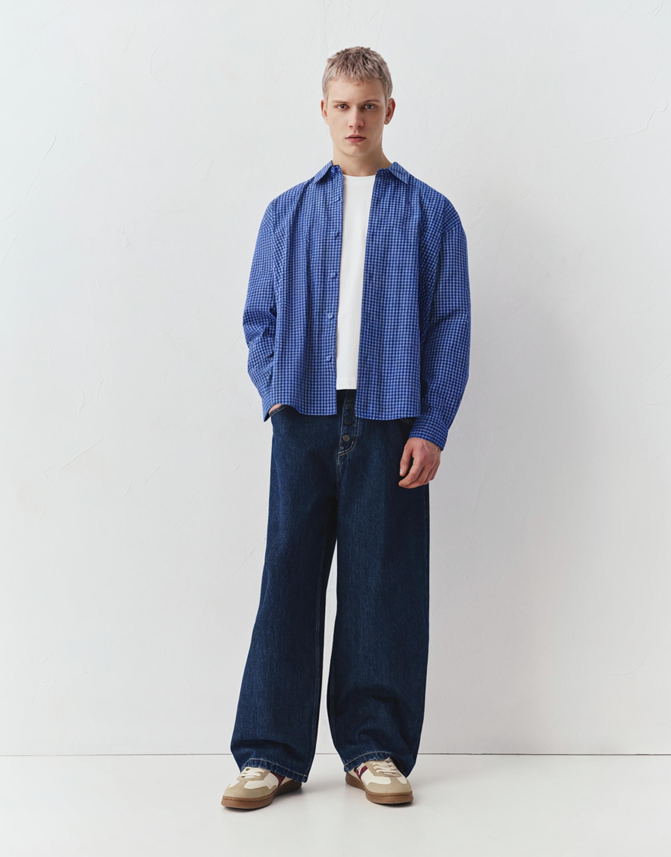 Long sleeve check shirt — Blue