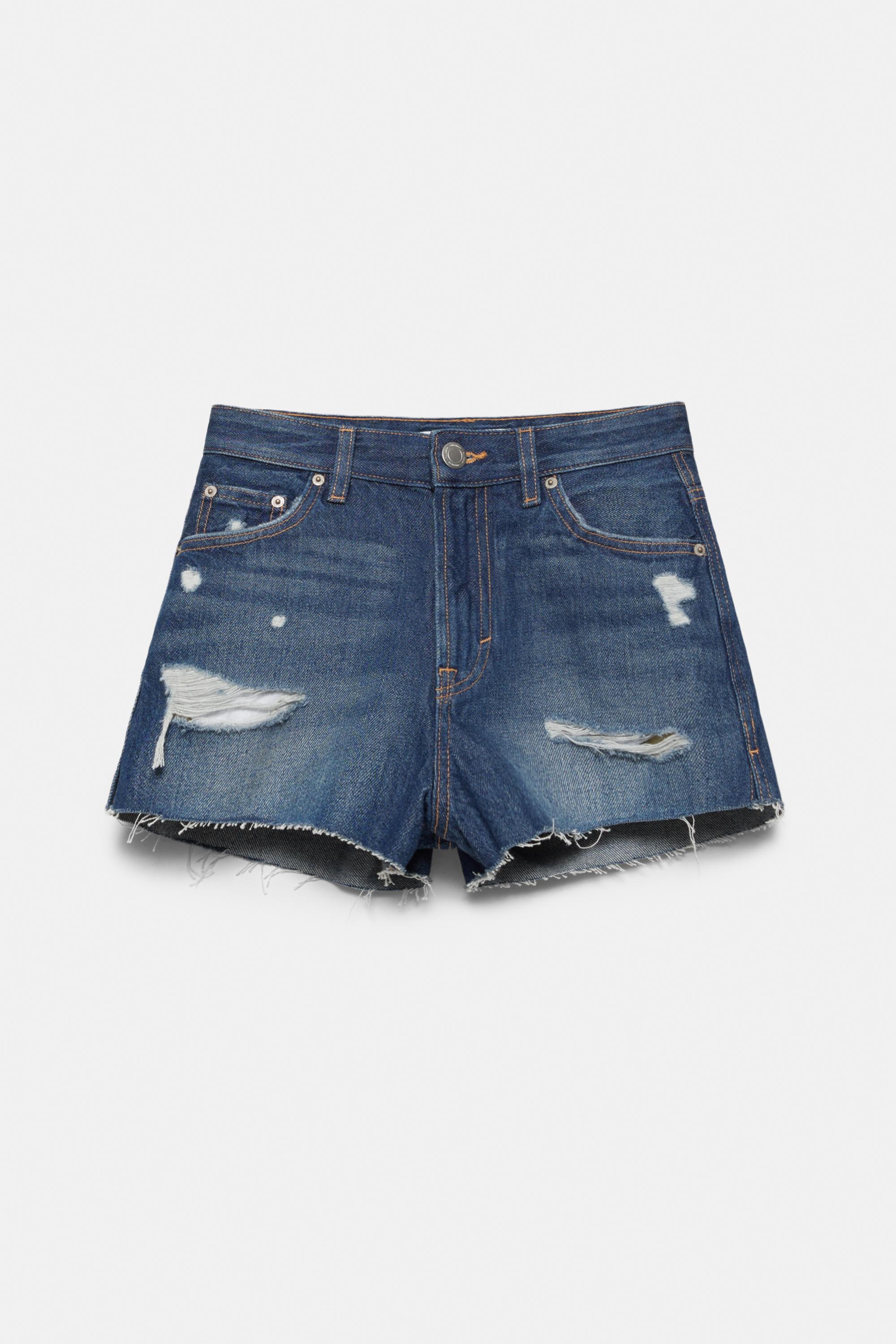 Mom fit ripped denim shorts — Dark blue