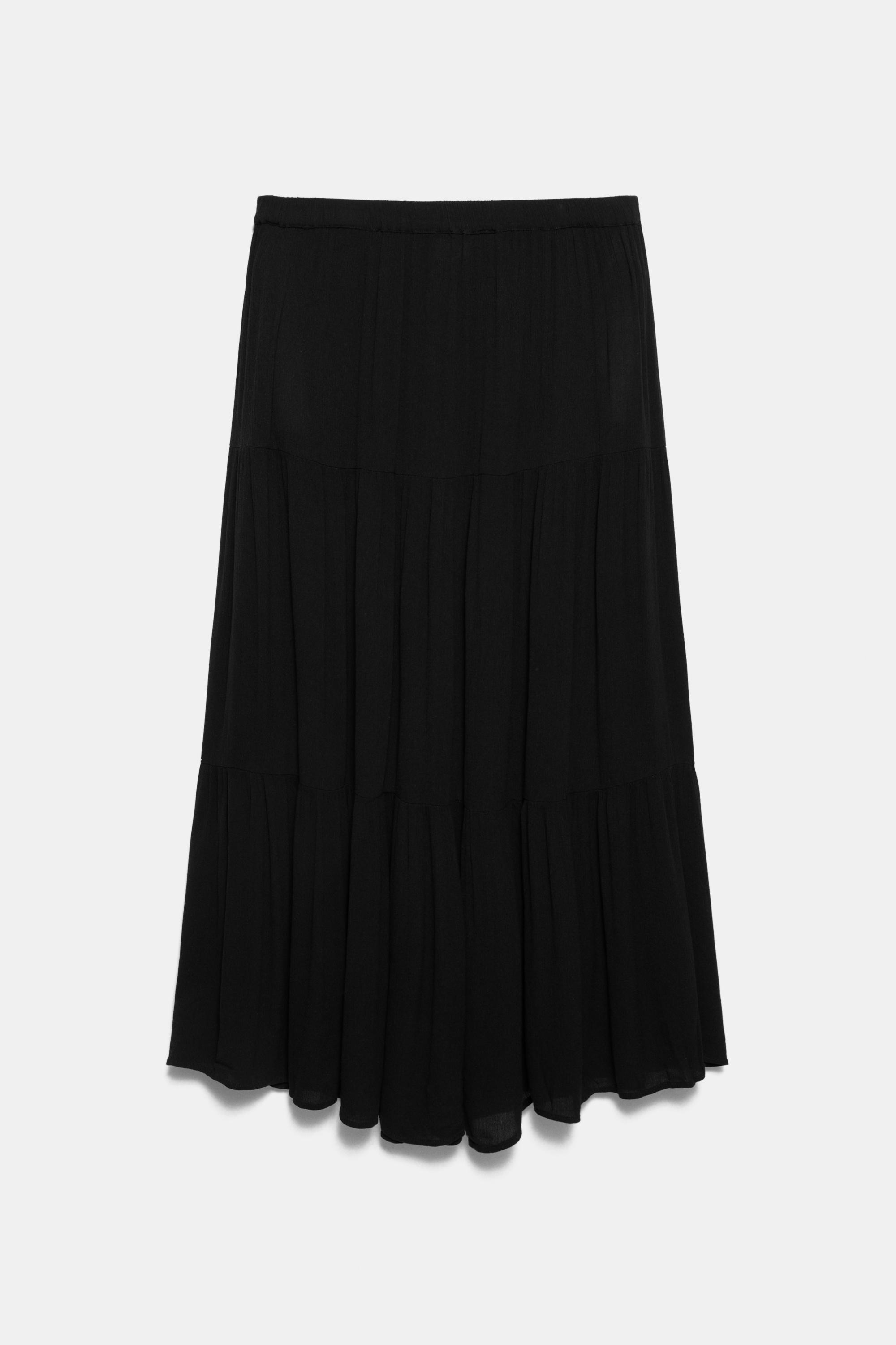 Flowy paneled midi skirt — Black