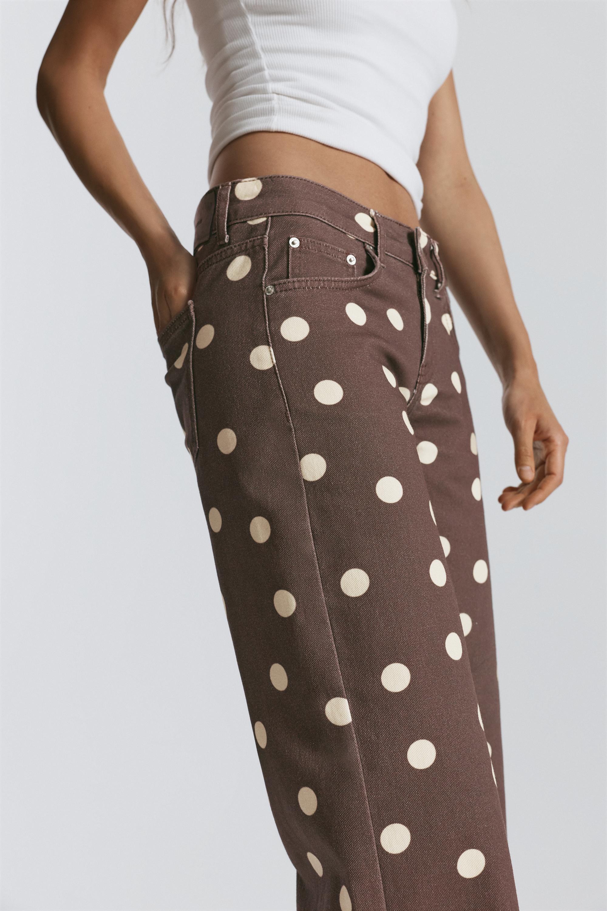 Polka dot straight-leg jeans — Brown