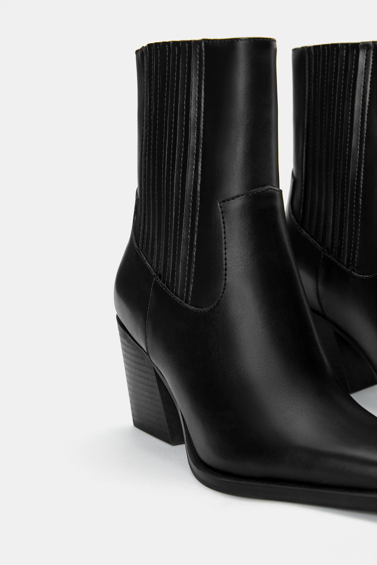 Cowboy heel ankle boots — Black
