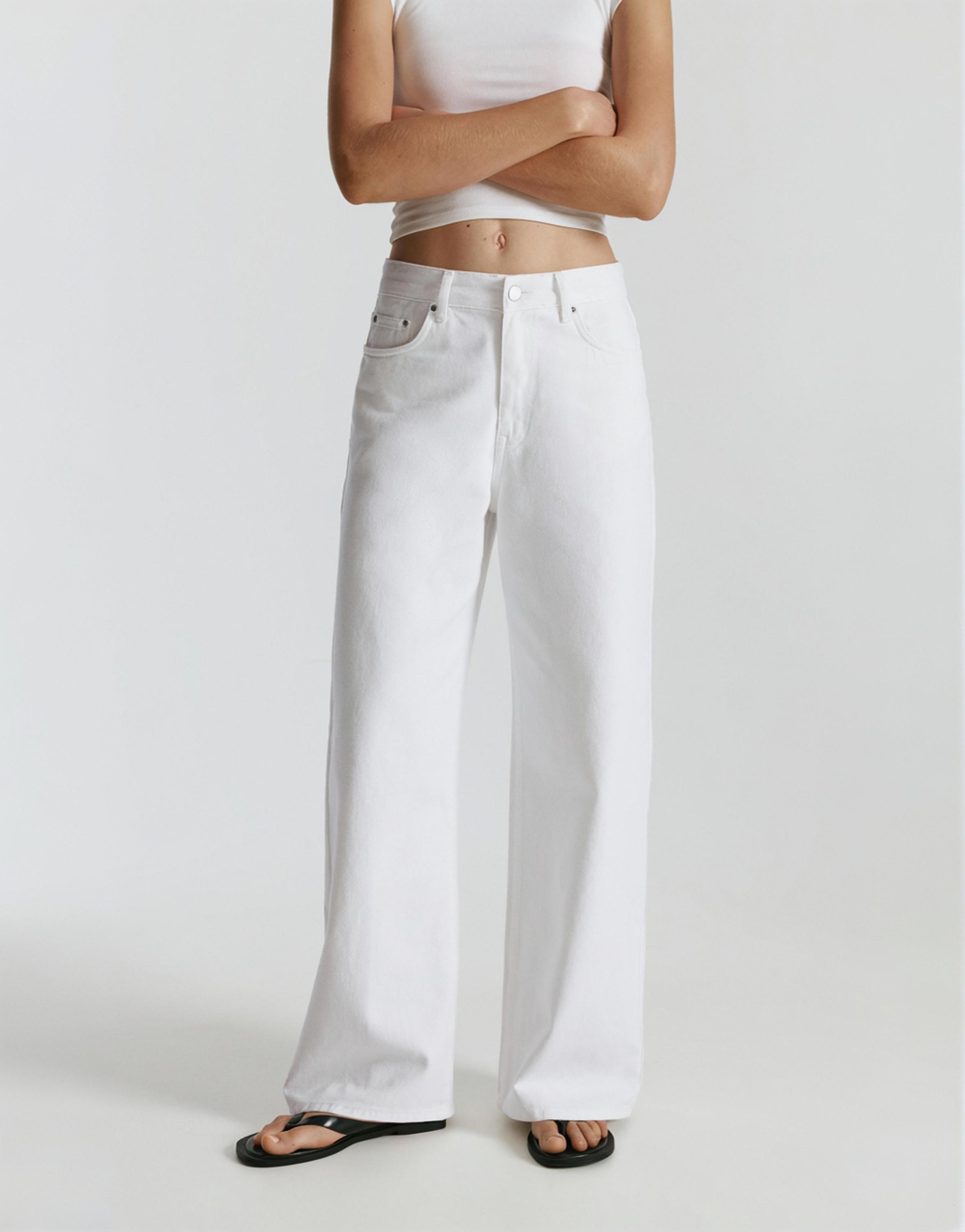 Mid-waist baggy jeans — White