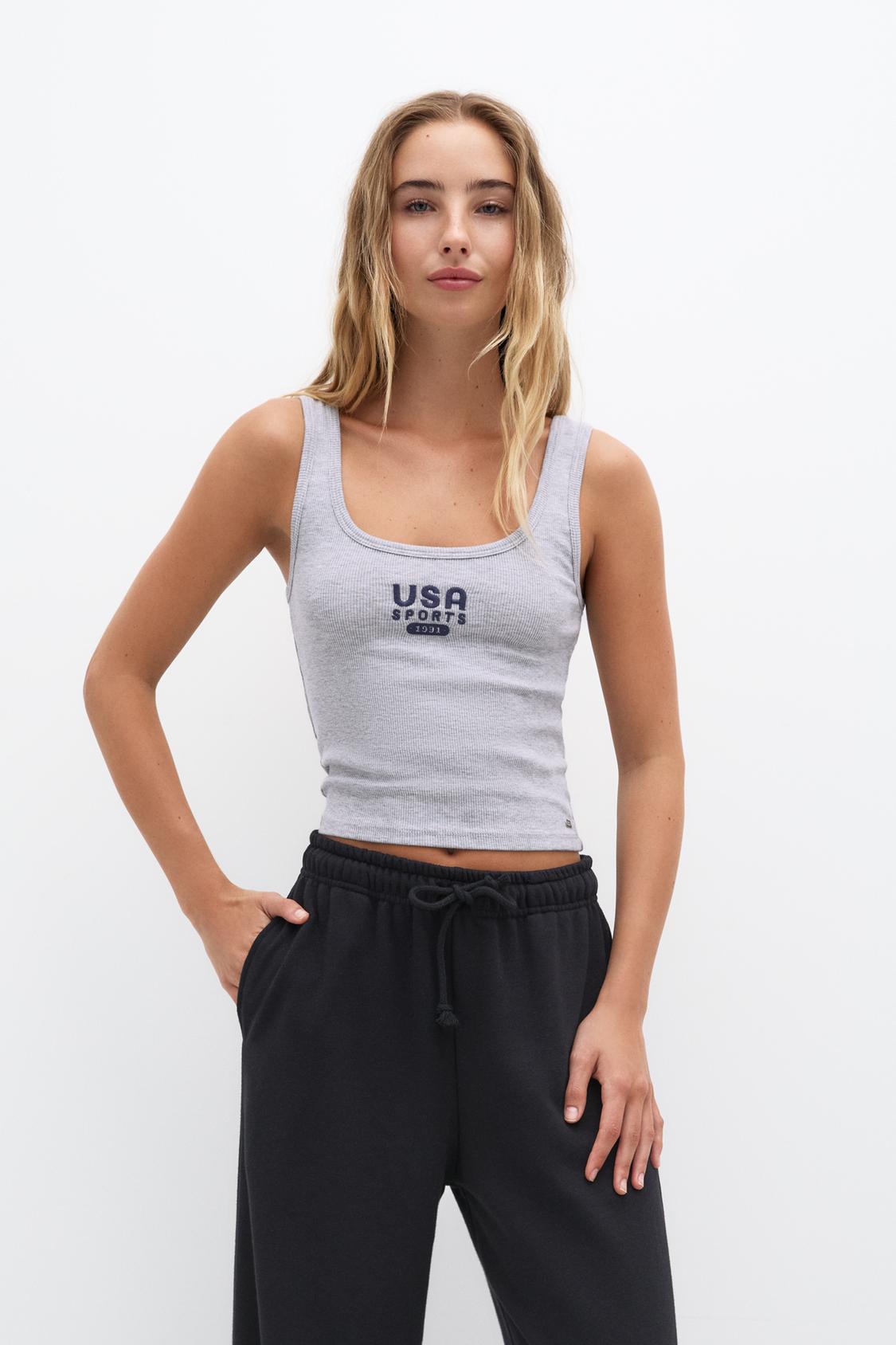 Tanktop mit Stickerei USA - PULL&BEAR 