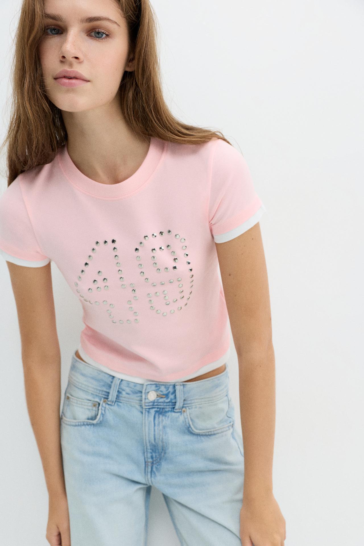 Studded double-layer T-shirt — Pastel pink