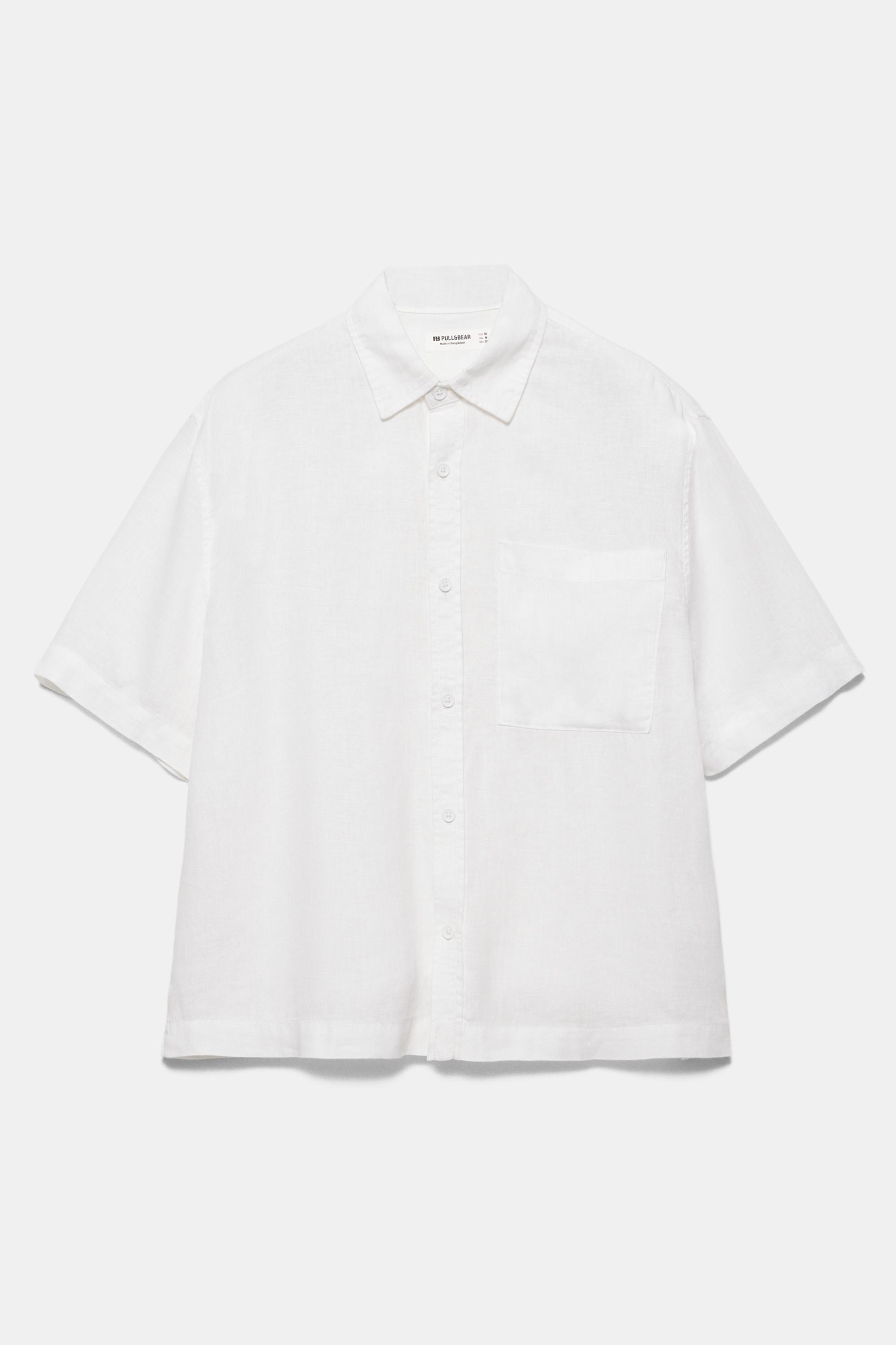 100% linen short sleeve shirt — Off white