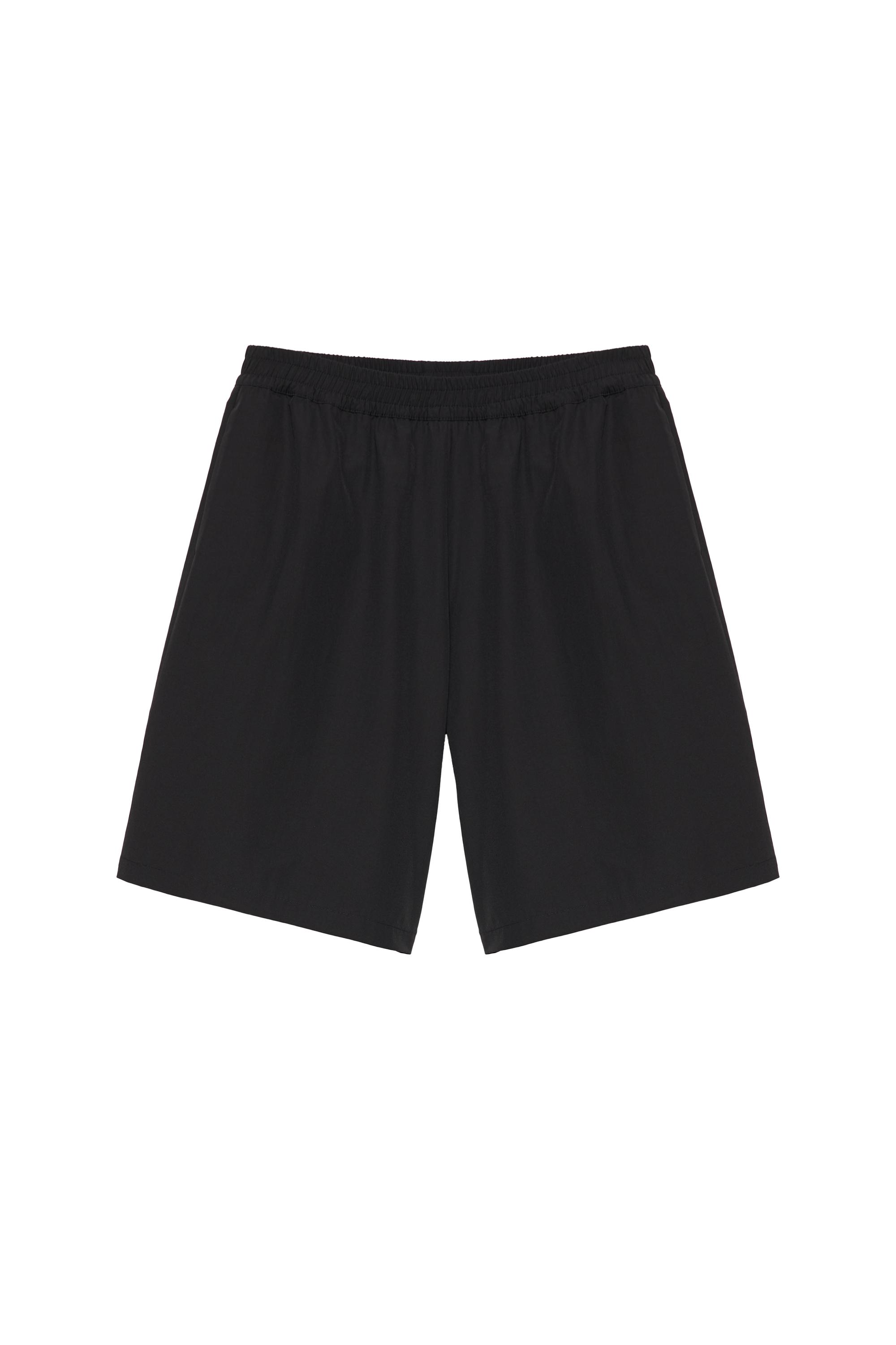 Pull&Bear Elastik belli siyah bermuda şort görsel 5