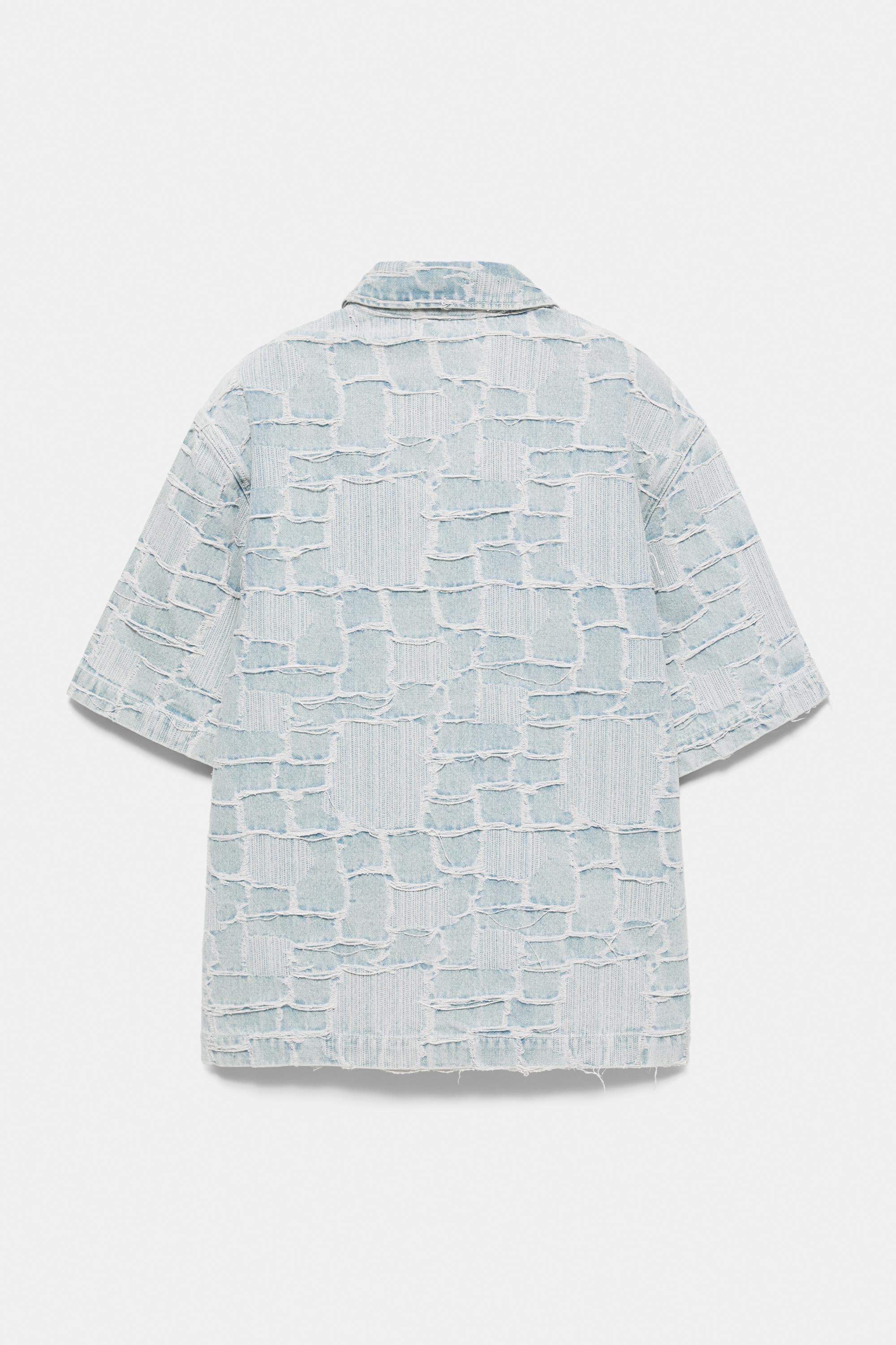 Jacquard denim shirt — Pale indigo