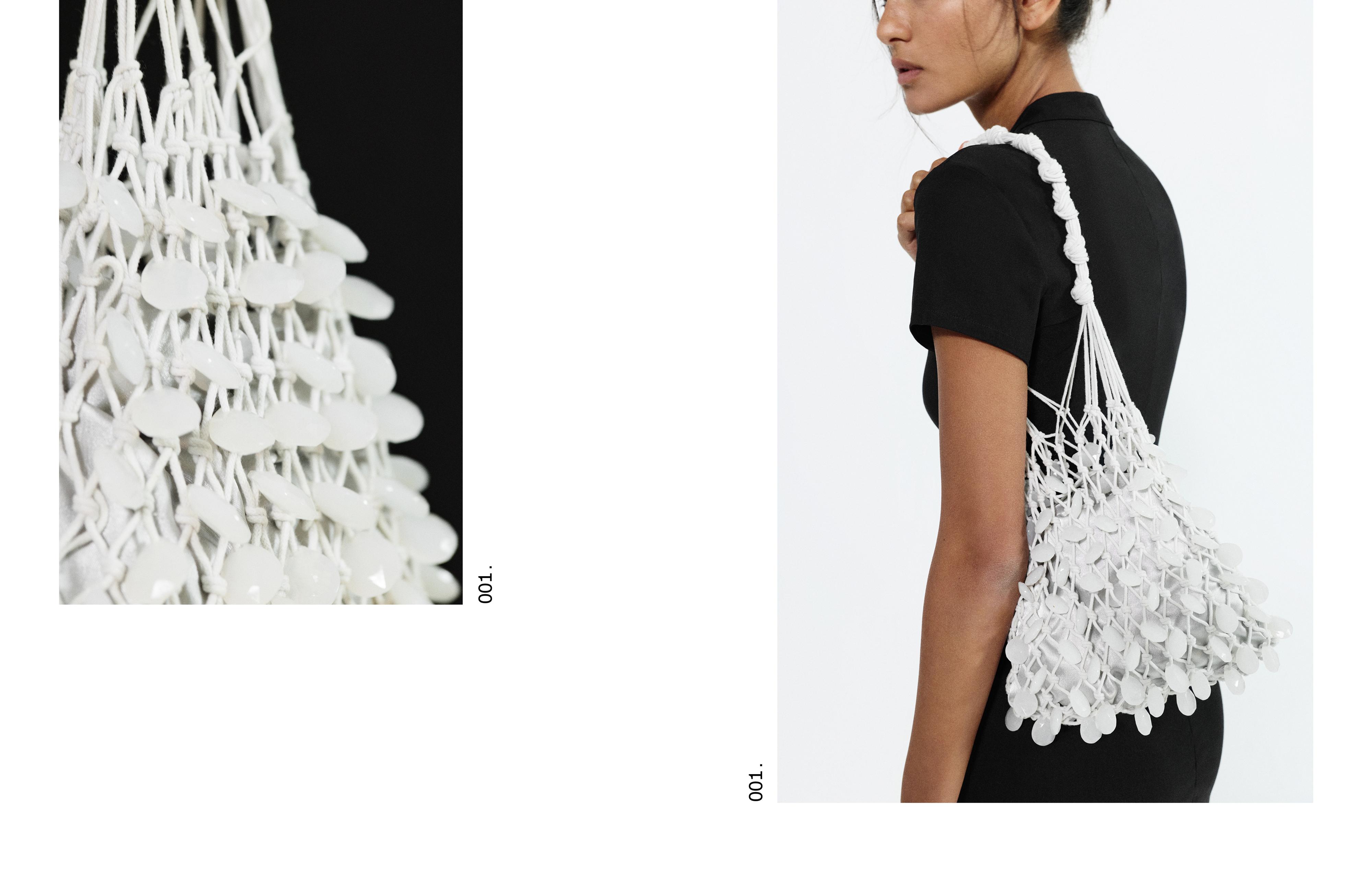 Beaded shoulder bag — Grey