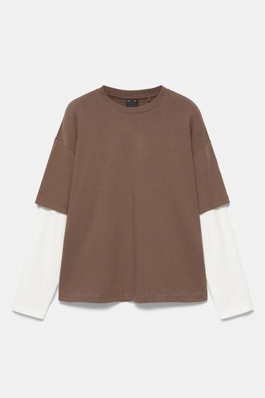 Double-layer long sleeve T-shirt — Brown 5