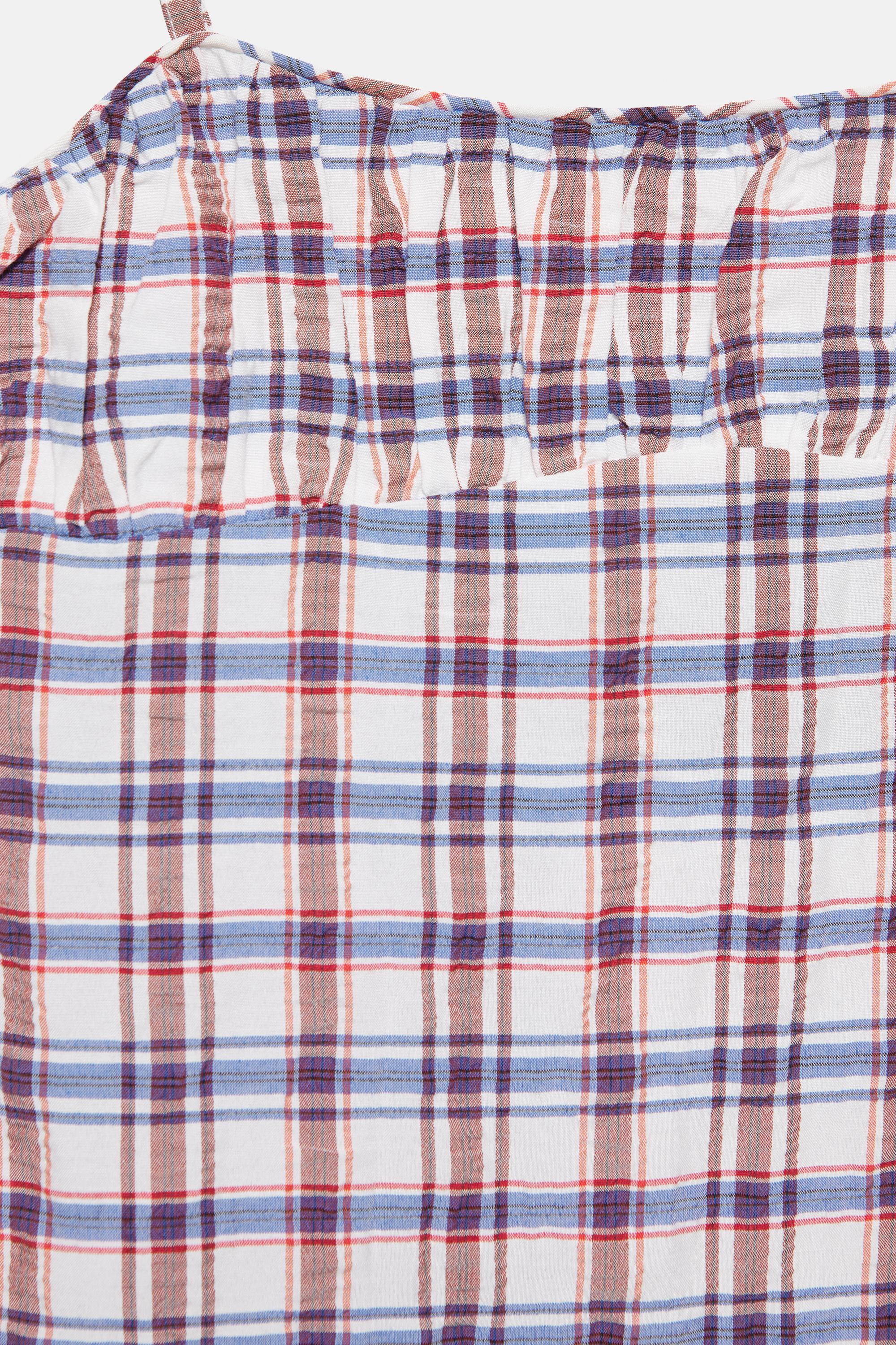 Check-print strappy top — Blue