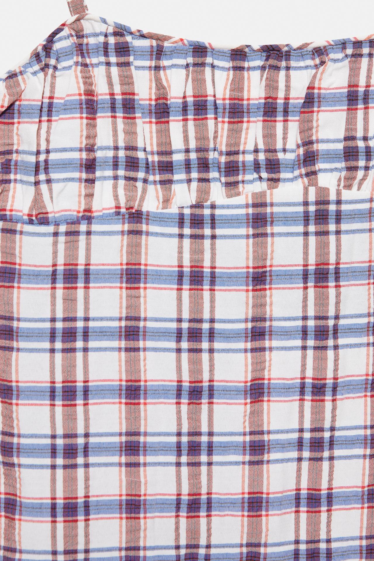 Check-print strappy top — Blue