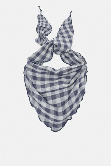 Check-print bandana — Blue 1