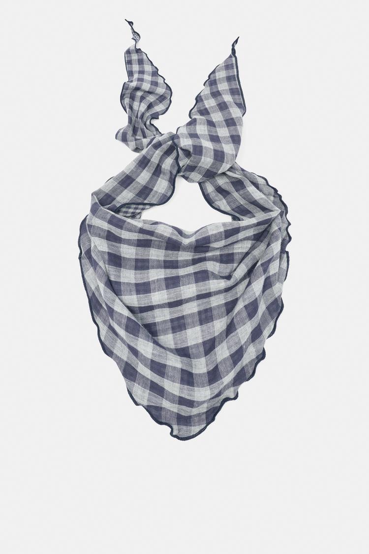 Check-print bandana — Blue