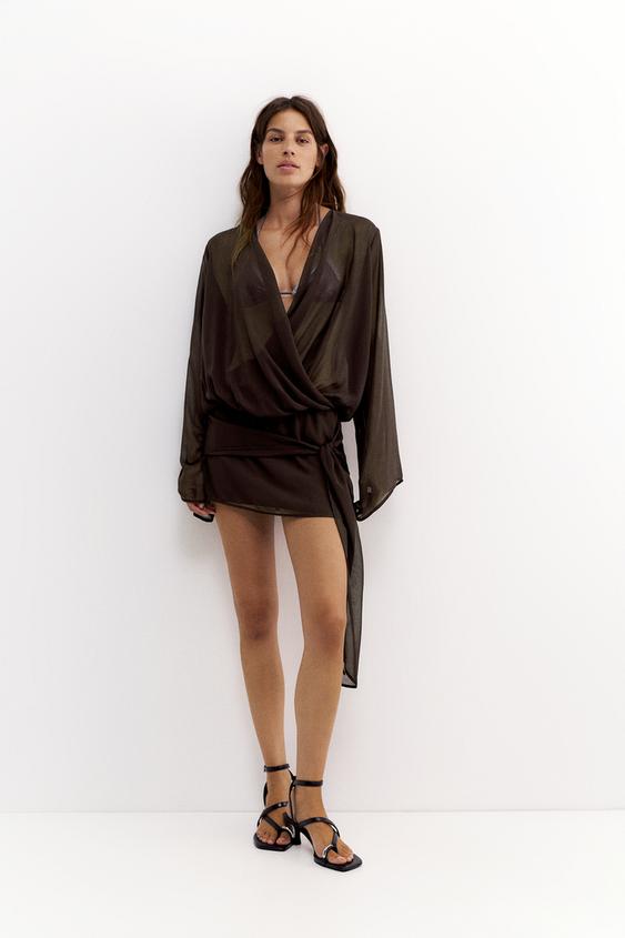 pull and bear leather dress Pull & bear black faux leather sleeveless bodycon