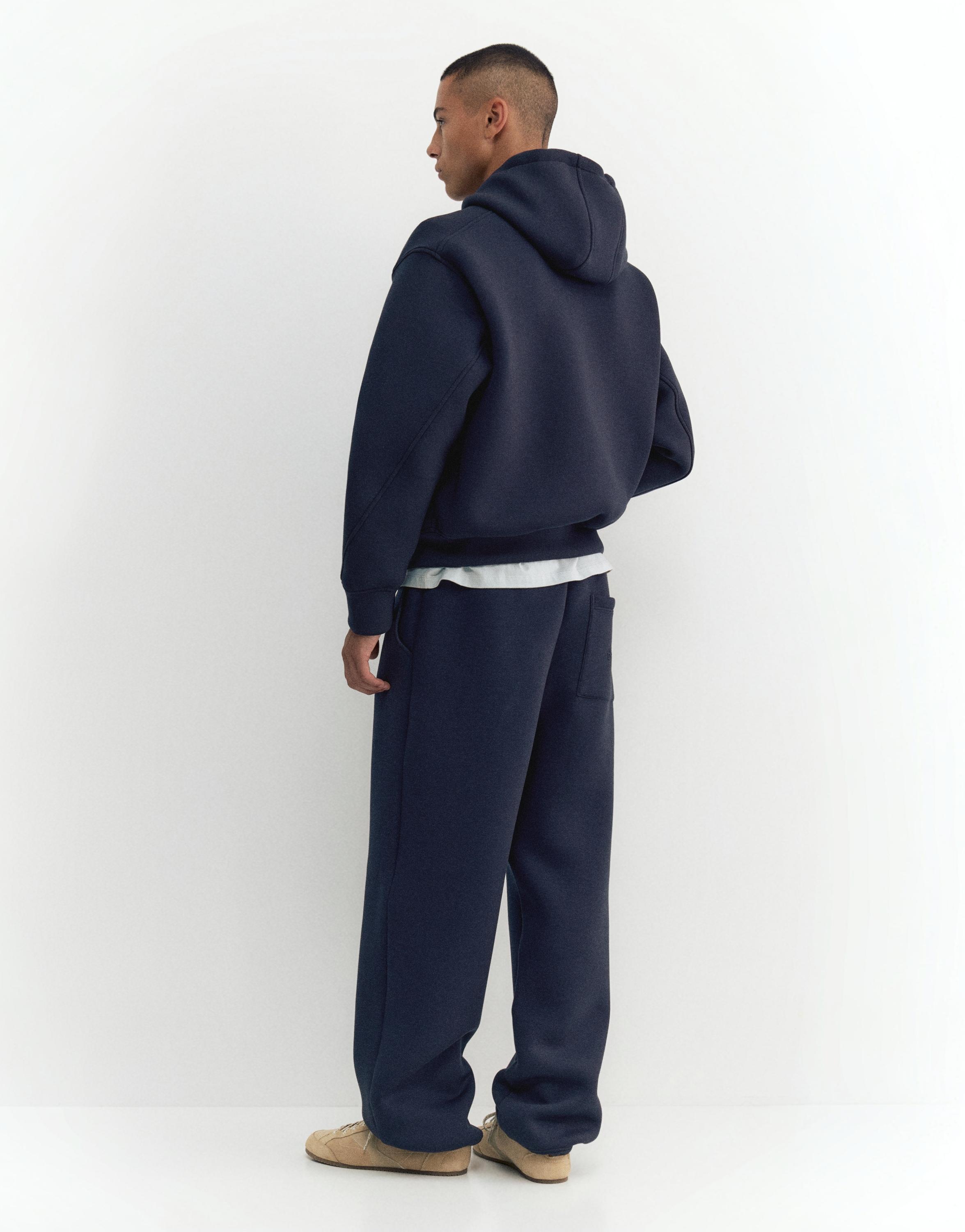 Neoprene-effect zip-up hoodie — Navy