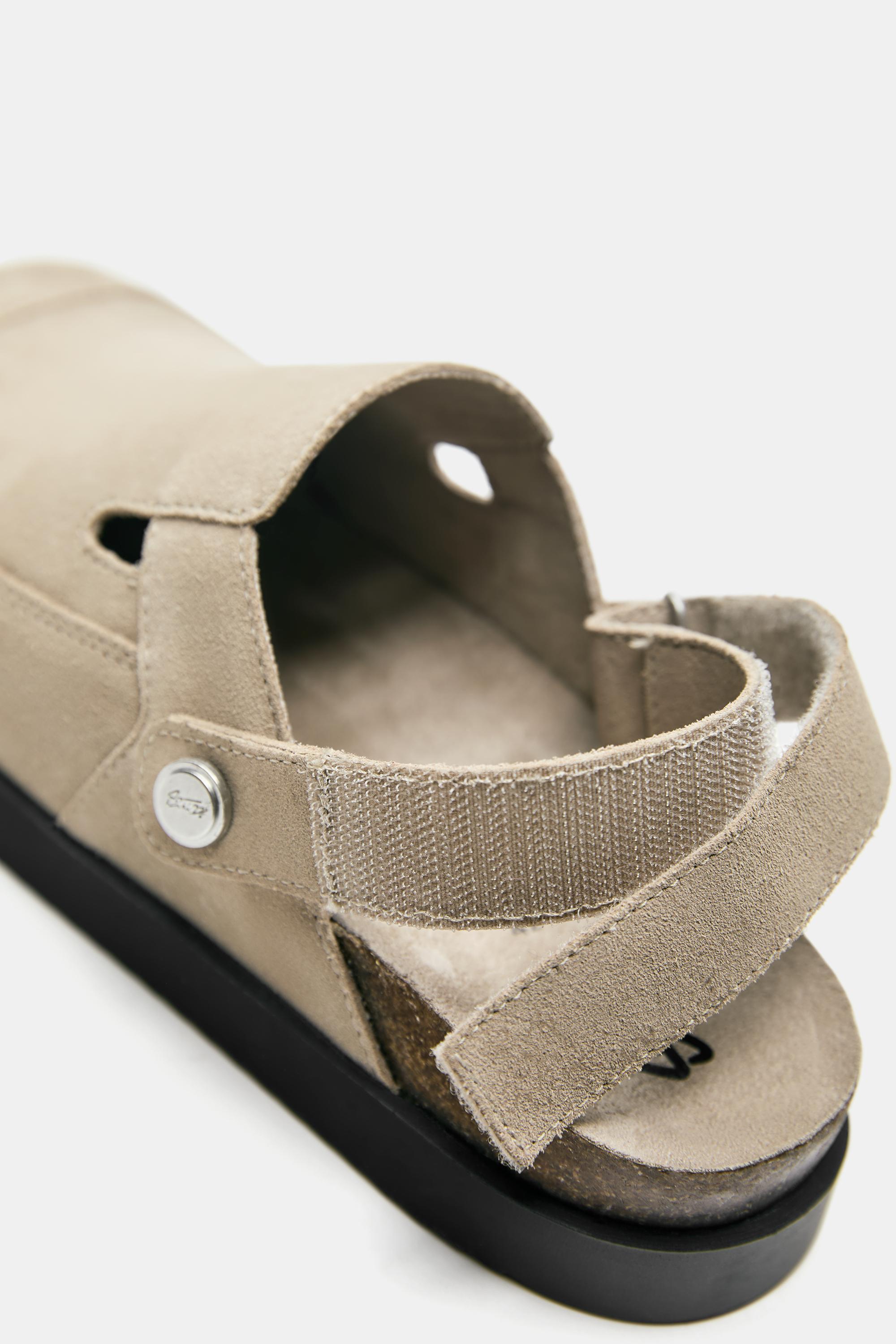 STWD leather strap clogs — Ecru