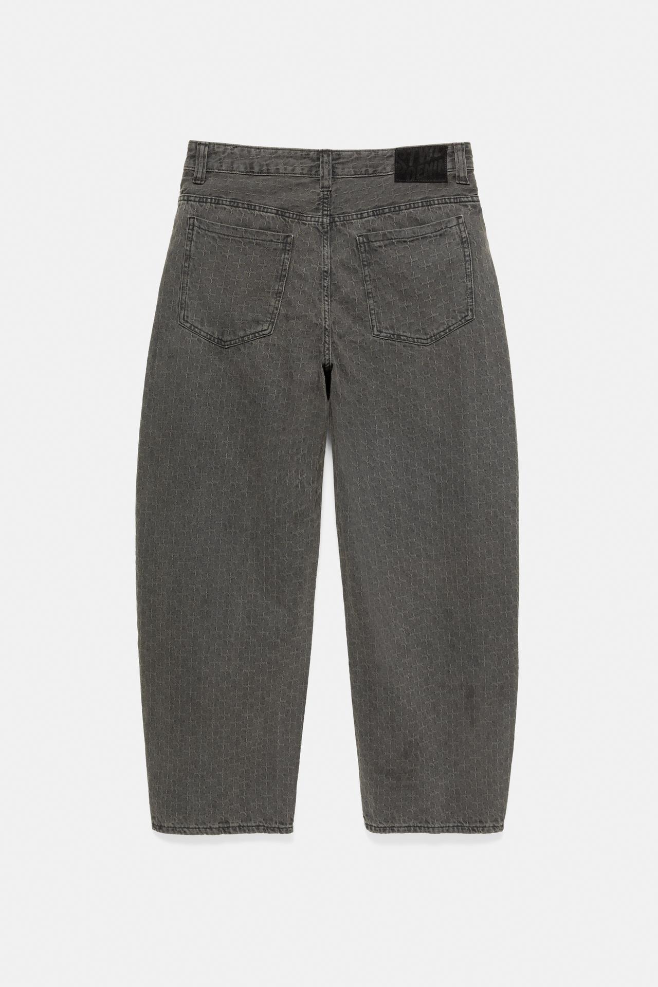 Baggy balloon jacquard jeans — Faded black