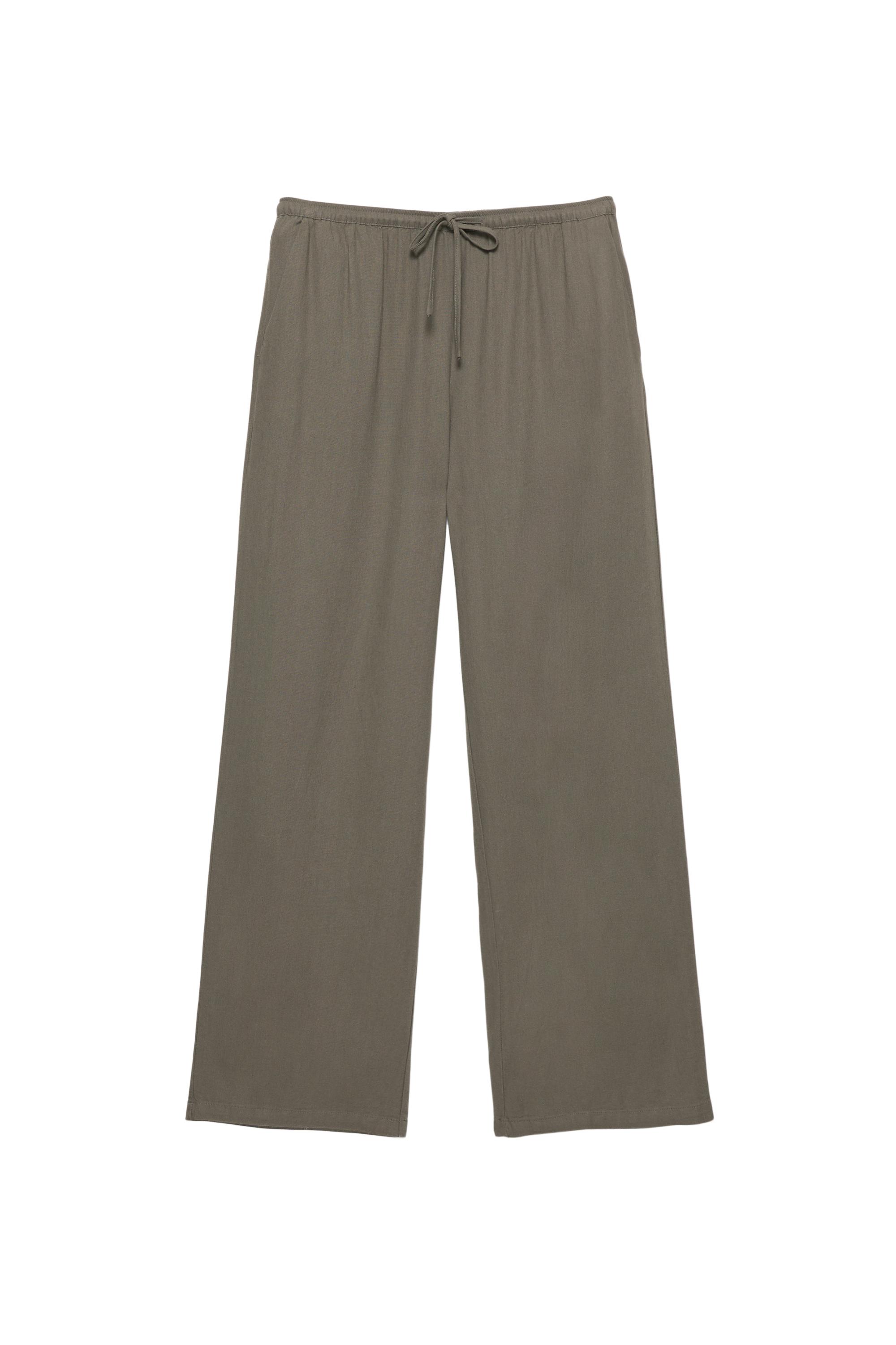 Ketenli dökümlü pantolon - Görsel 33