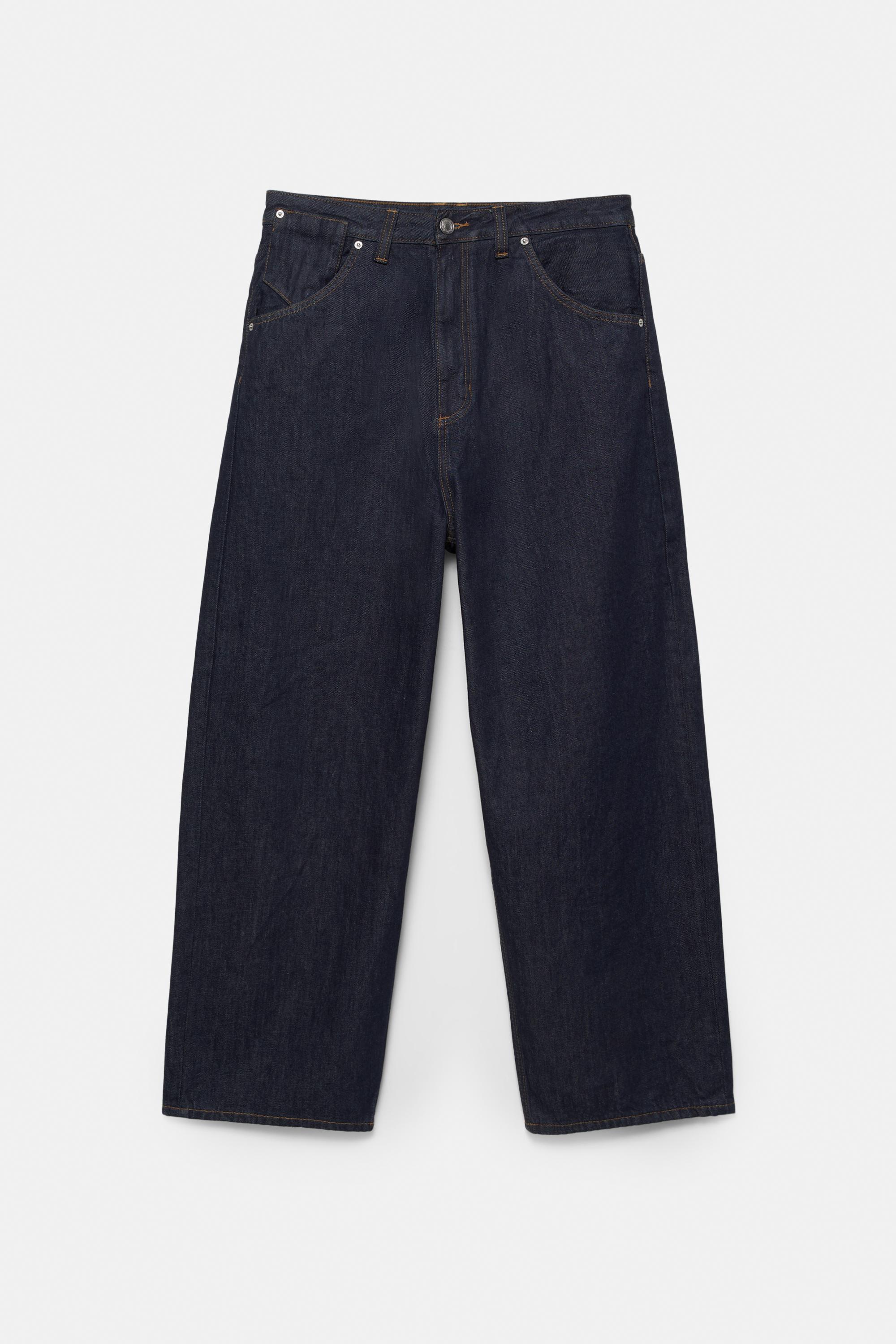 Embroidered super baggy jeans — Navy