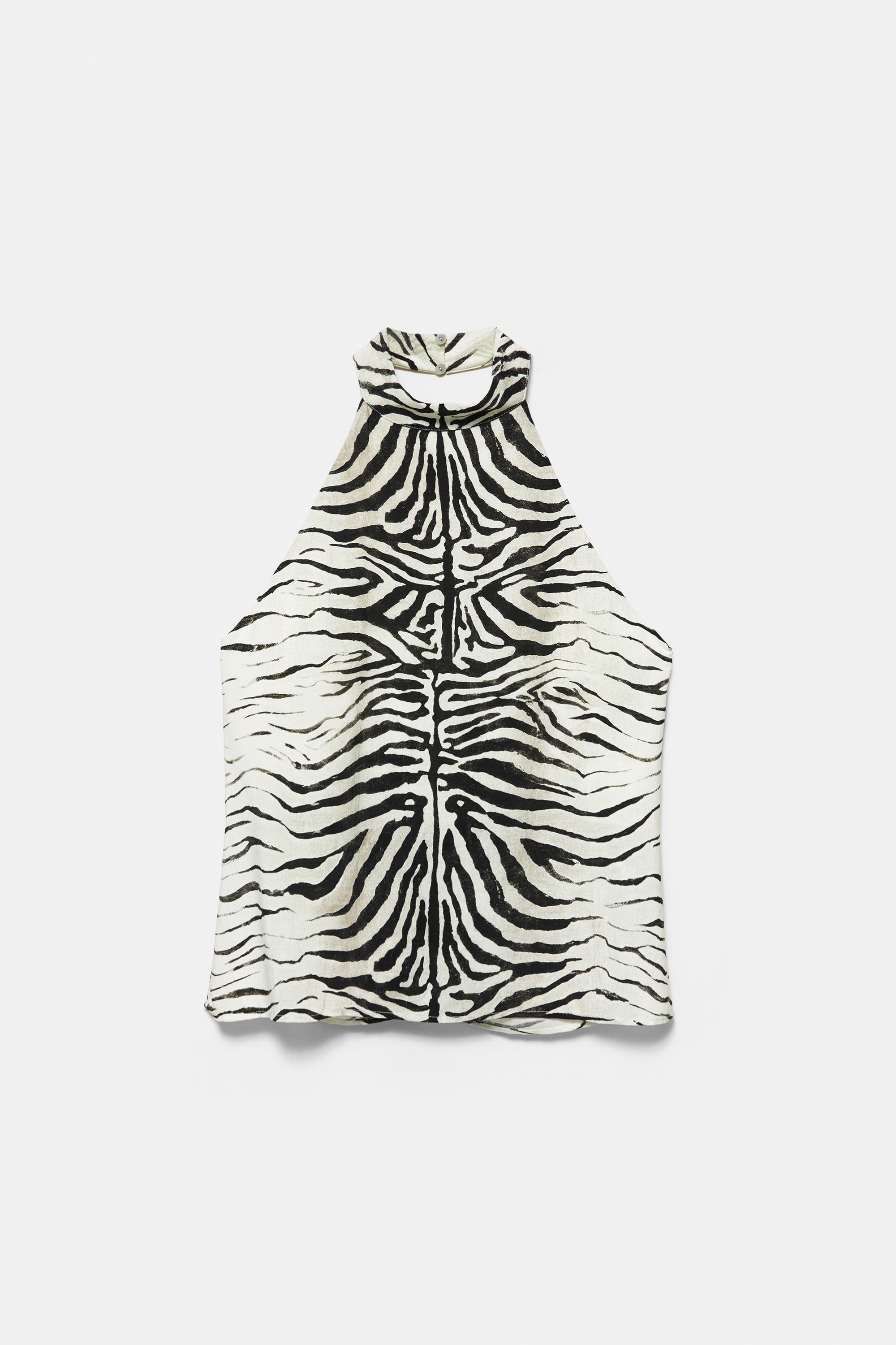 Zebra print halter top — Ice