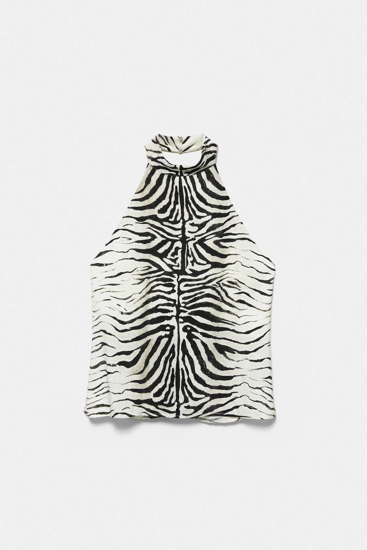 Zebra print halter top — Ice