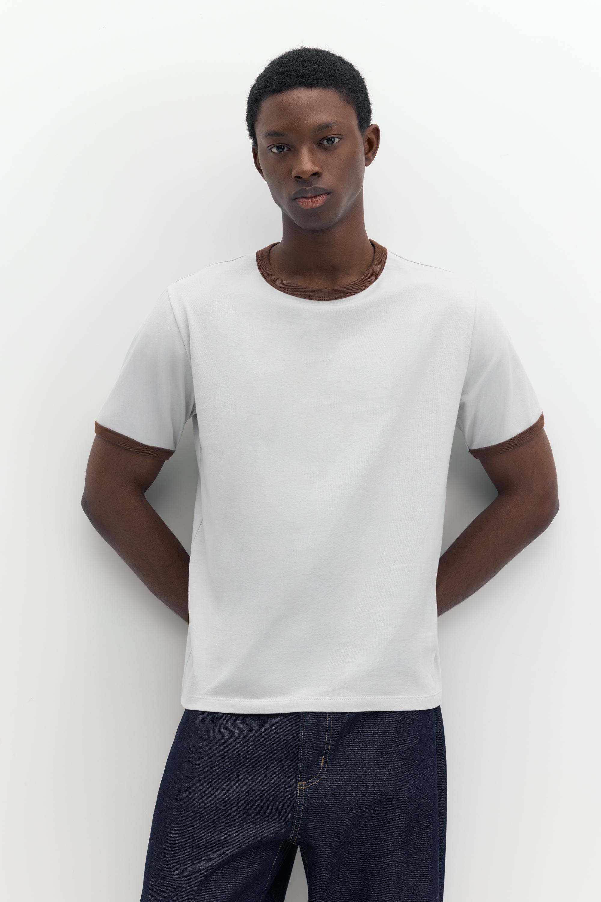 Contrast trim T-shirt — Sky blue