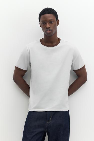 Contrast trim T-shirt — Sky blue 2