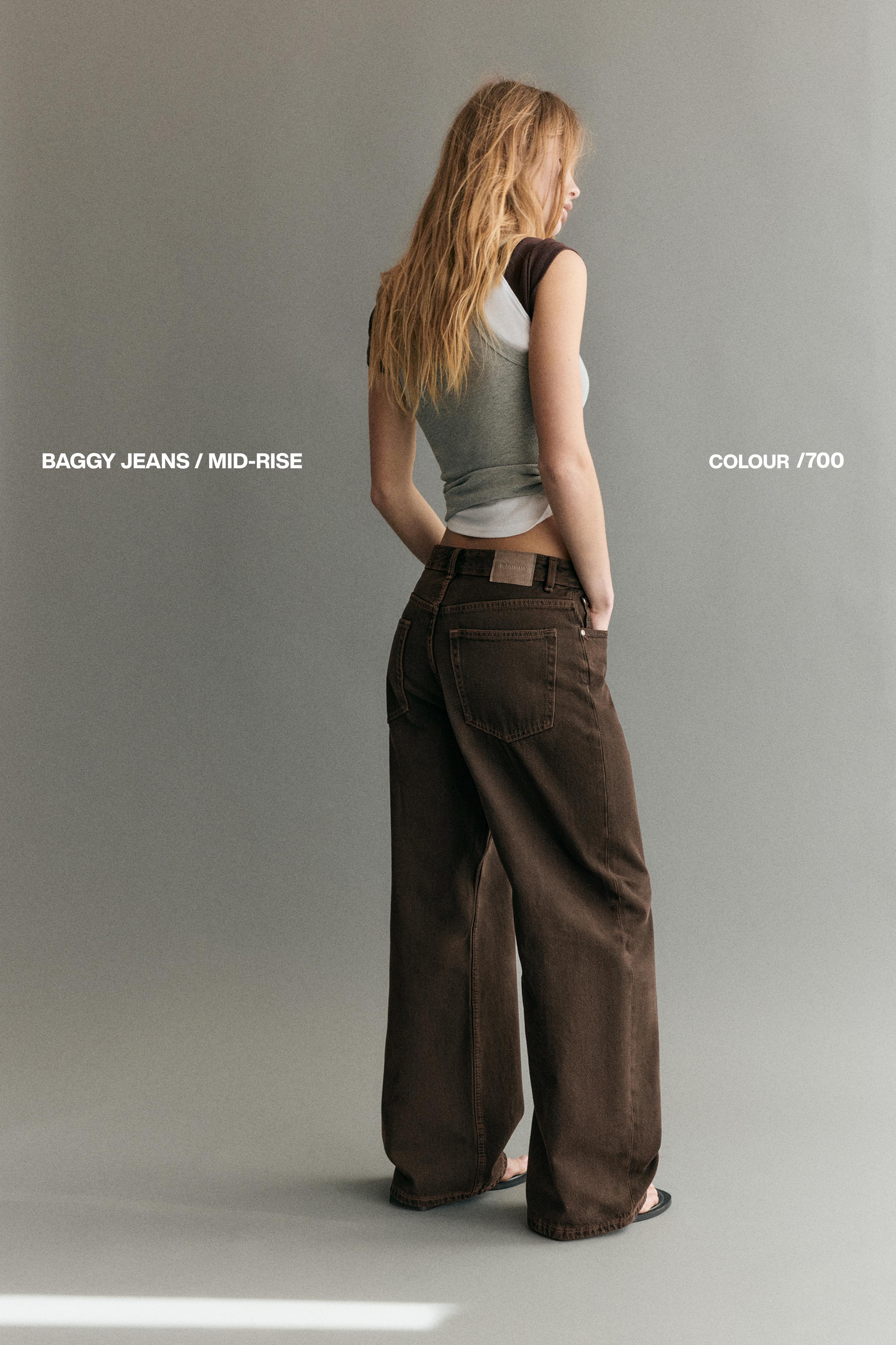 Mid-rise baggy jeans — Brown