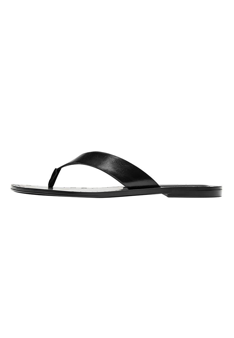Flat studded sandals — Black