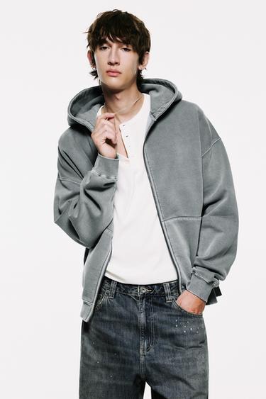 STWD hood zip-up sweatshirt — Grey 1