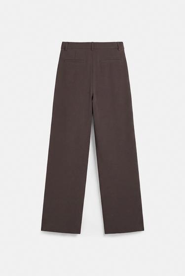 Slim fit straight smart trousers — Brown 7