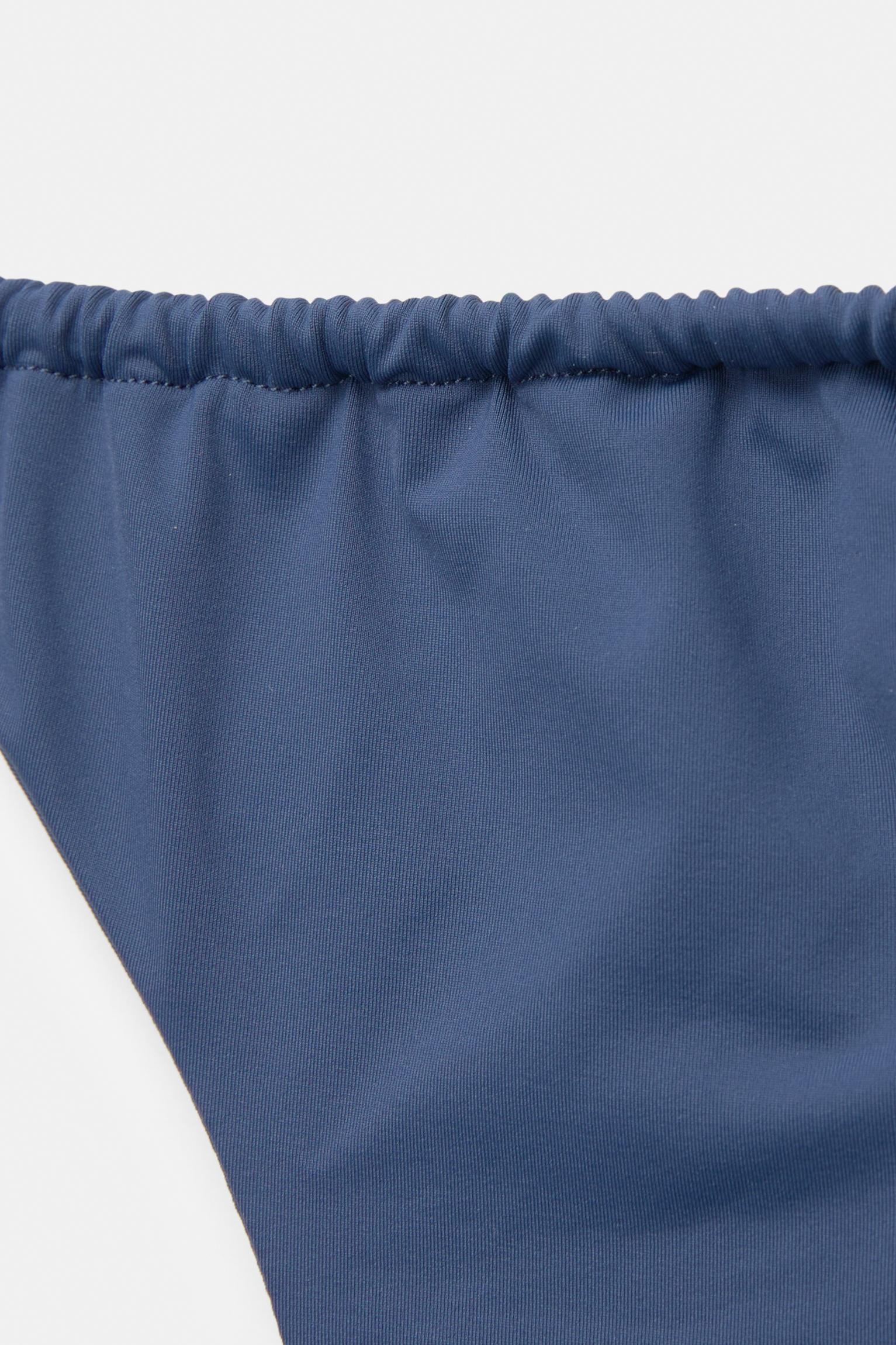 Gathered thong bikini bottoms — Blue